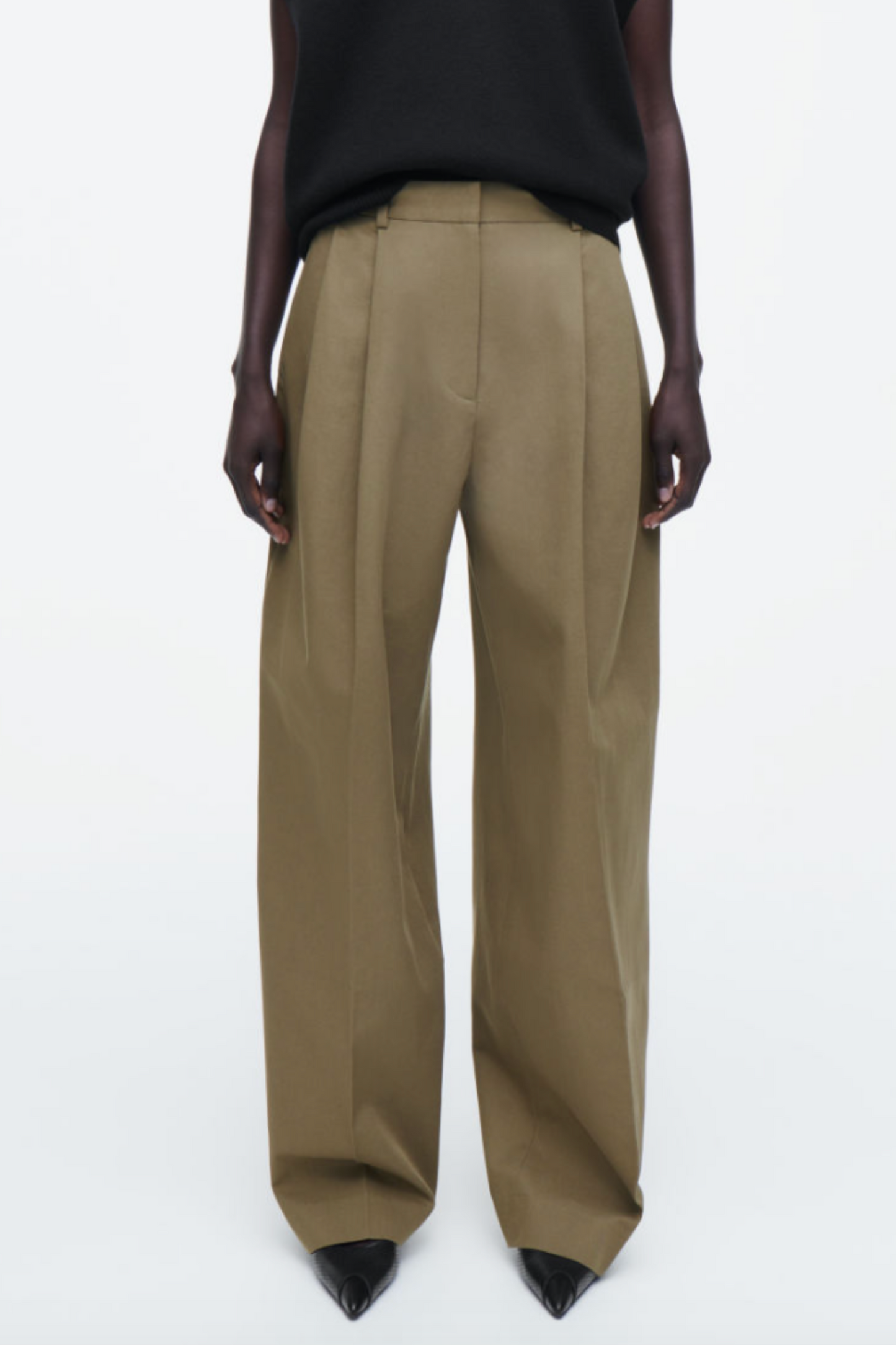 Relaxed Cotton Wide-Leg Trousers