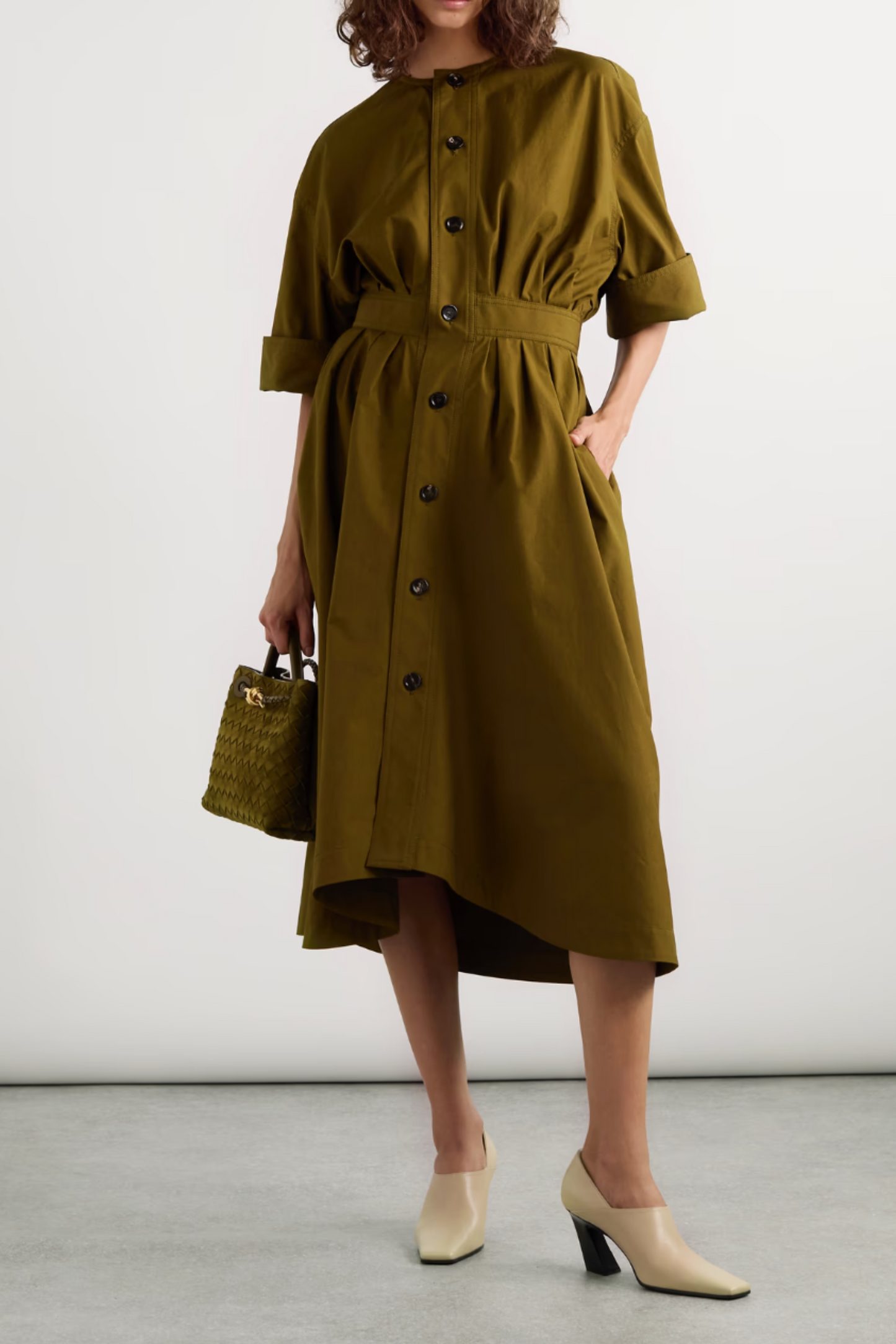 Cotton-canvas Midi Dress