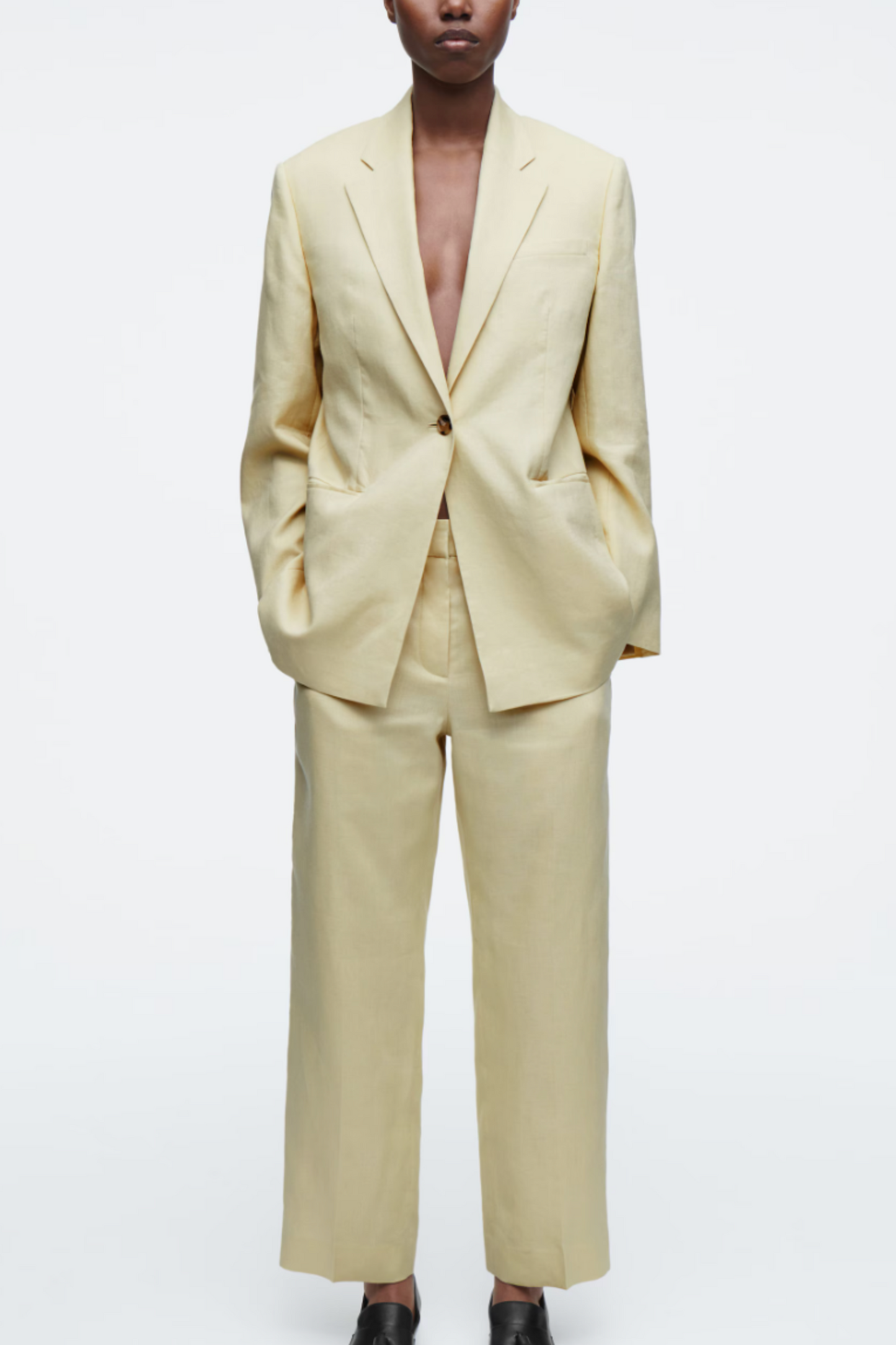 Longline Linen Blazer And Slim-leg Trousers