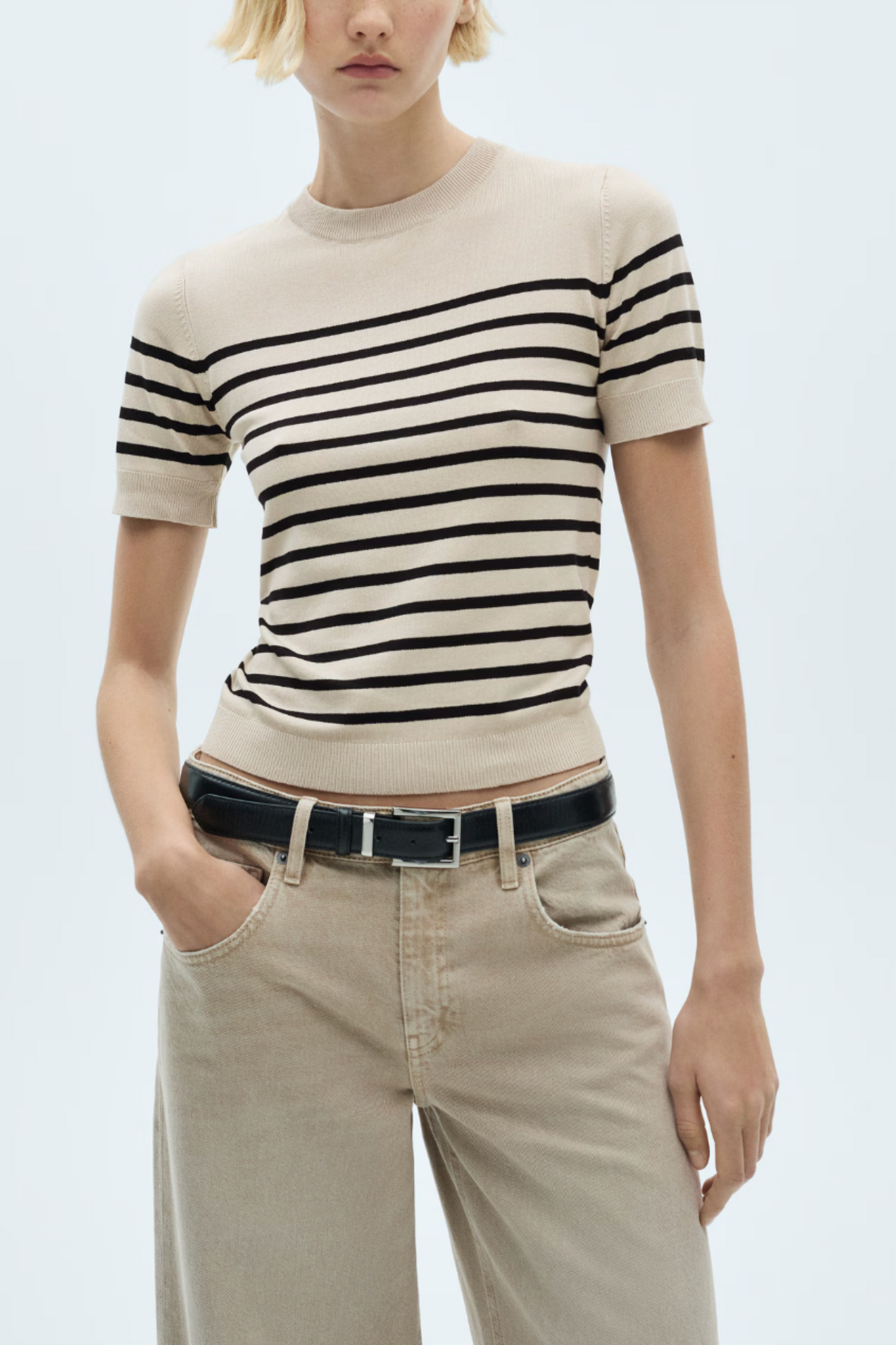 Short-sleeved Fine-knit Sweater