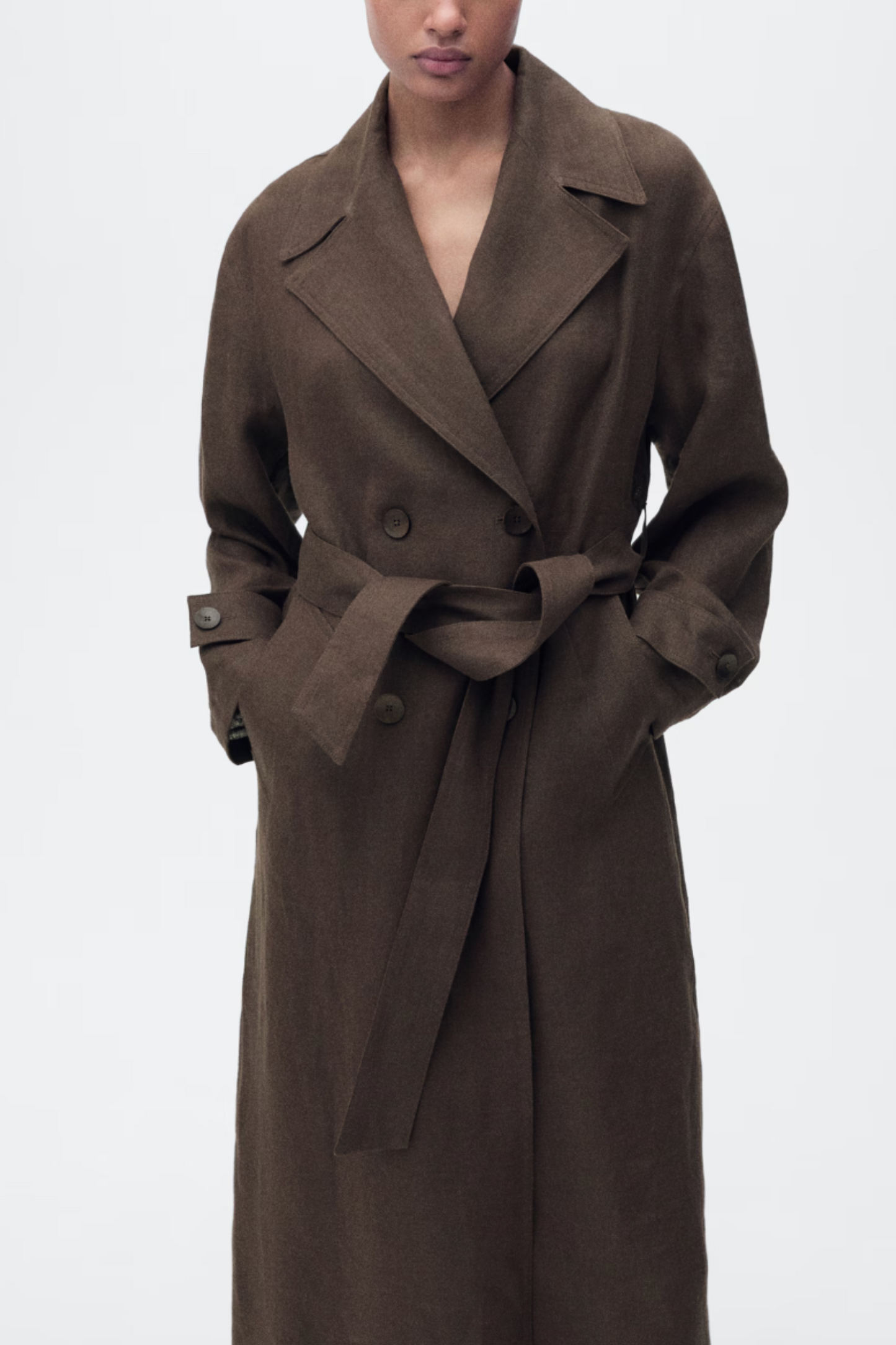 Double Breasted Linen Trench