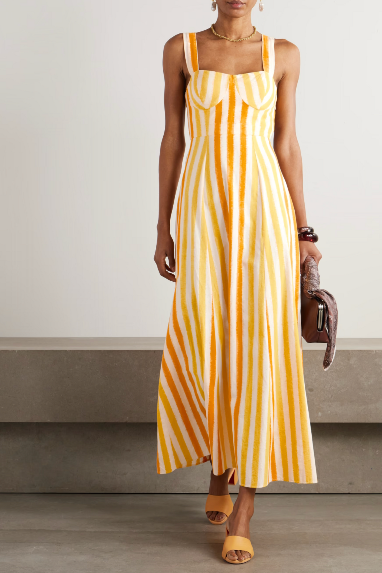 Azzurra Striped Cotton Maxi Dress