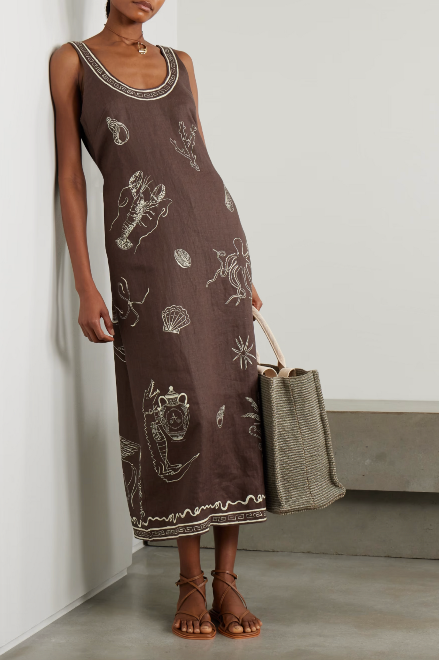 + Sam Pauletto Sammy Belted Printed Linen Midi Dress