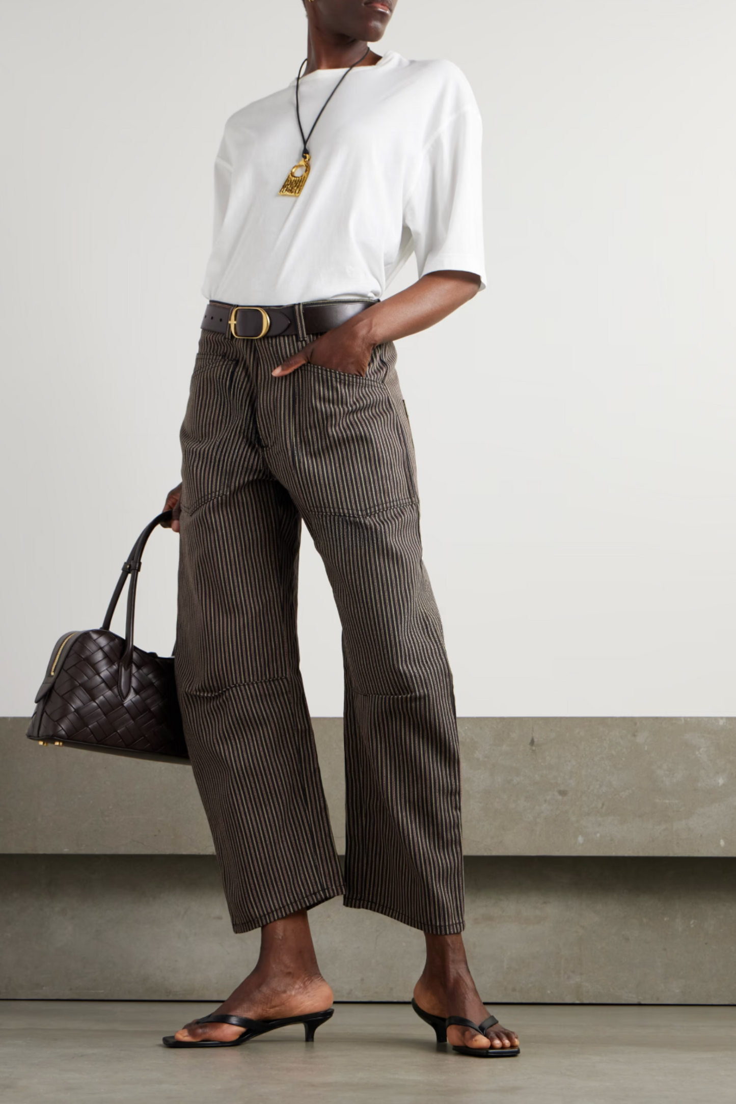 Shon Striped Cotton-twill Barrel-leg Pants