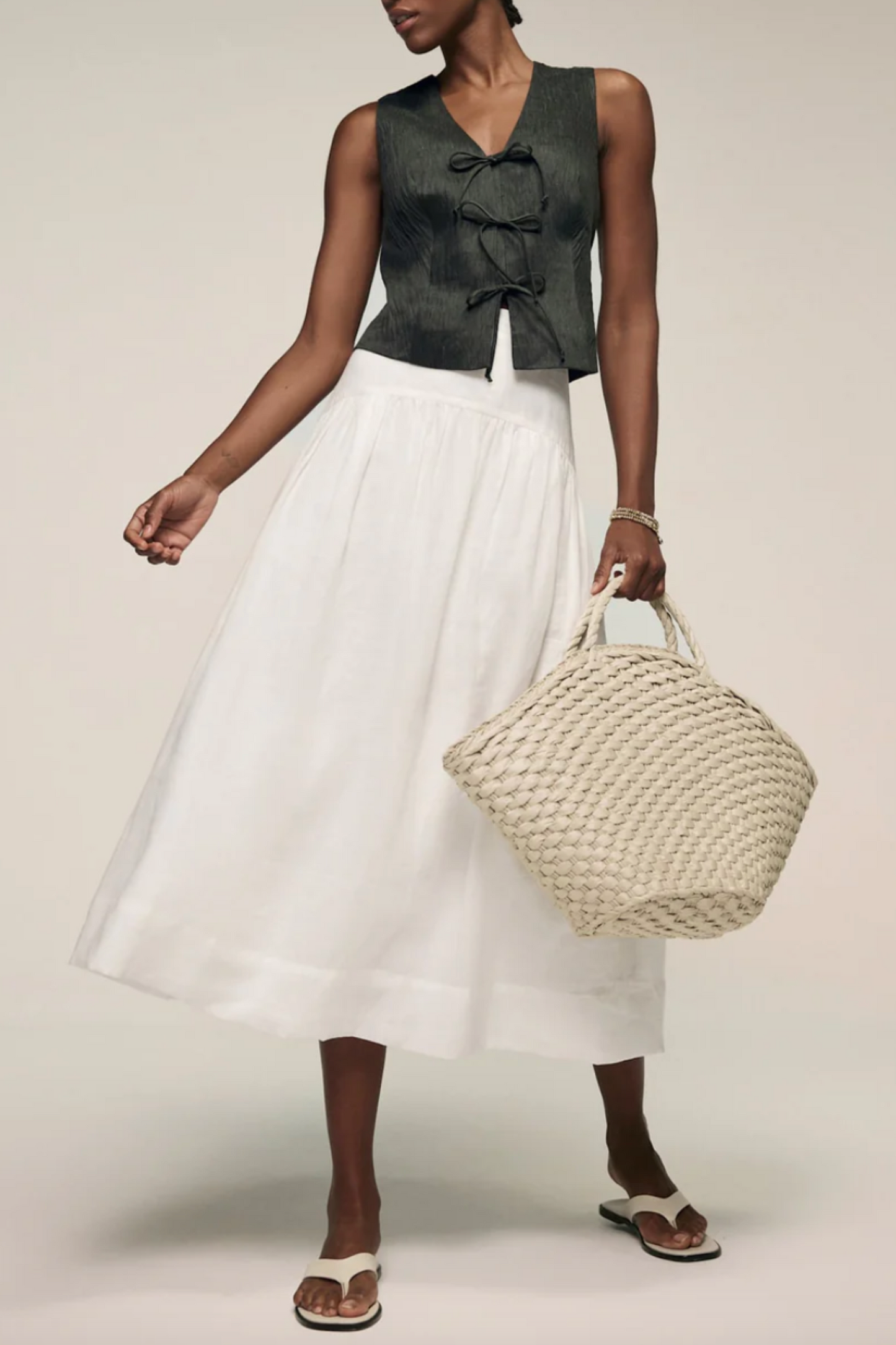 White Drop Waist Maxi Skirt