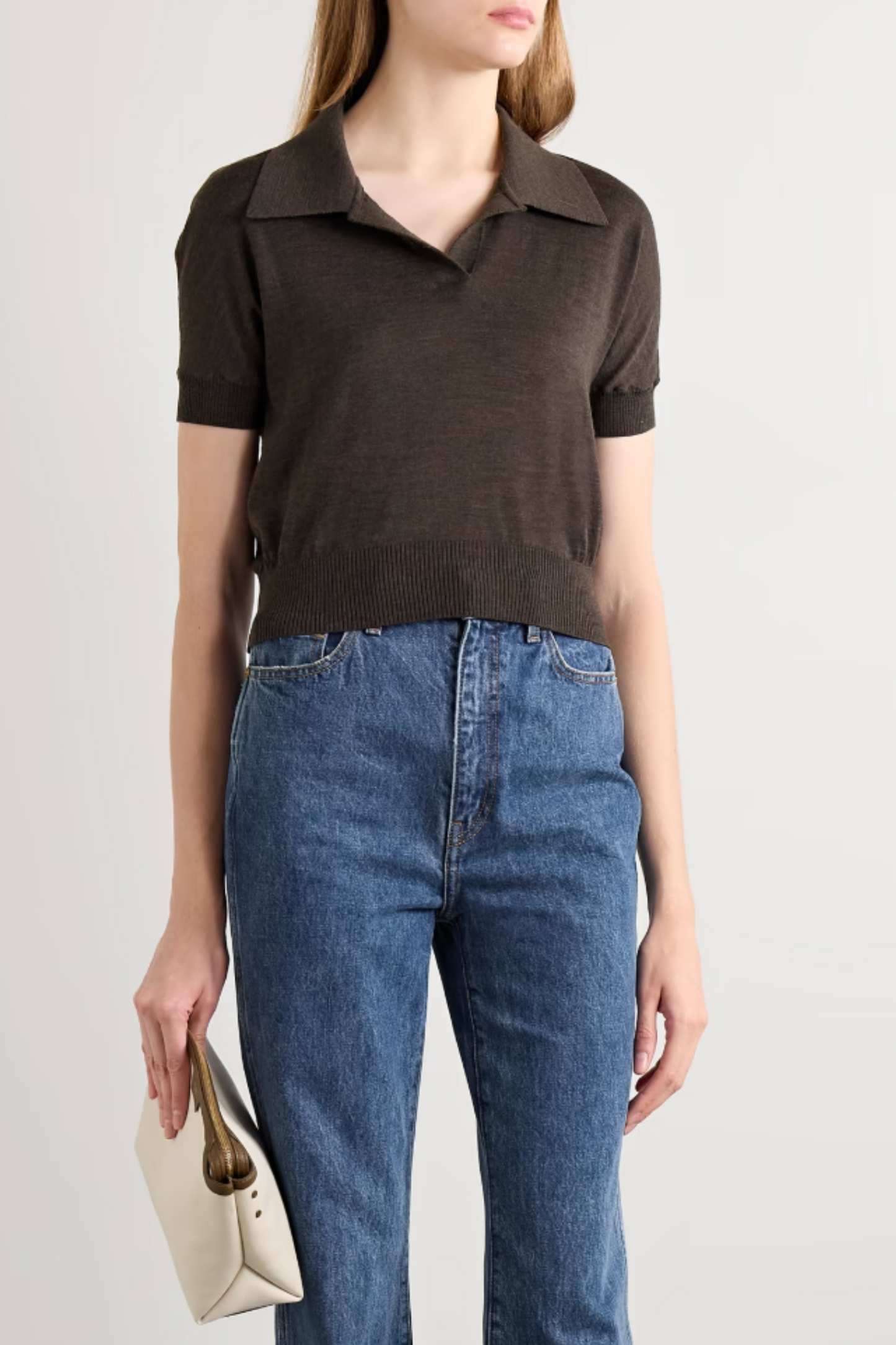 Morgane Cropped Wool-blend Polo Top