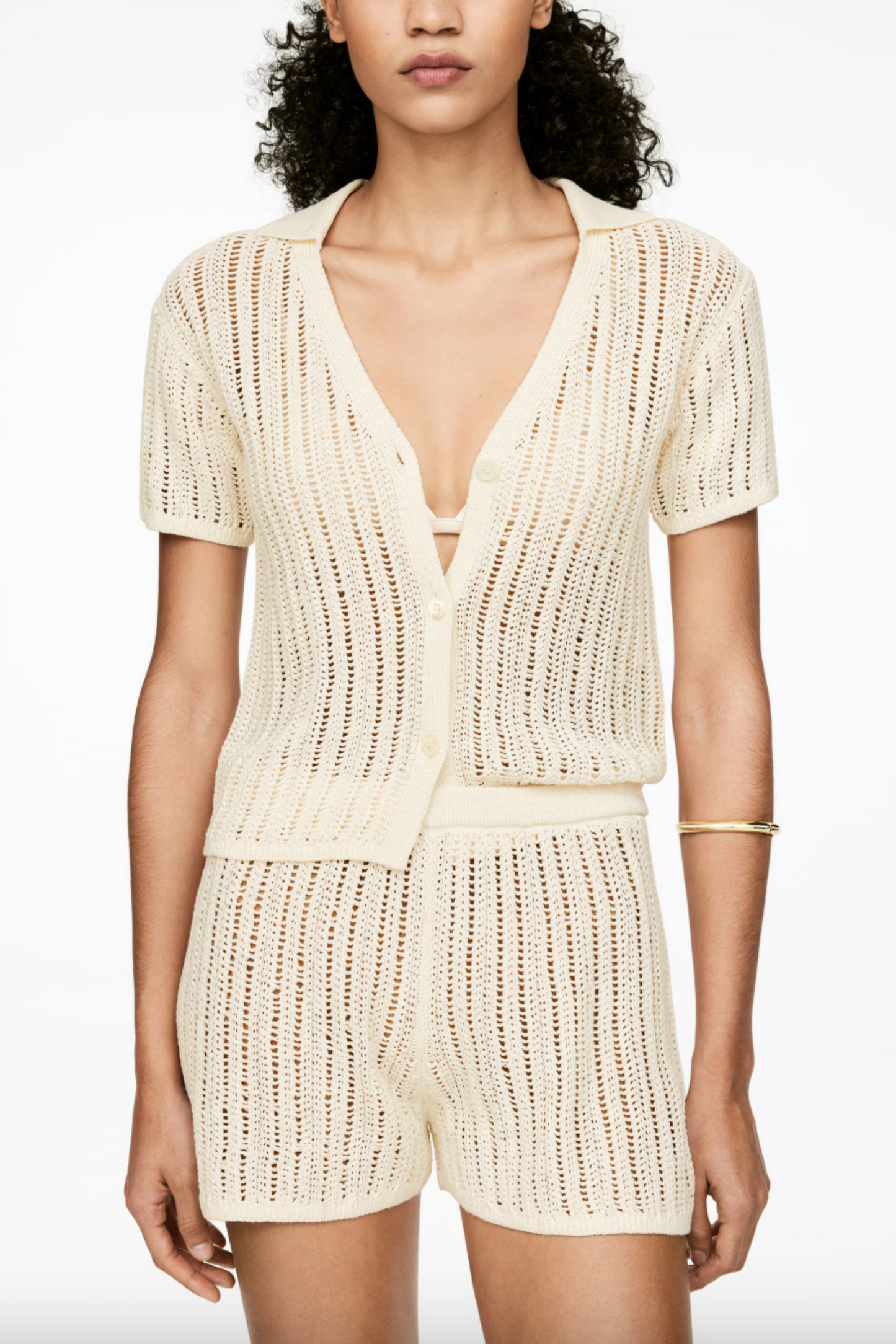 Open-Knit Top and Mini Shorts Set