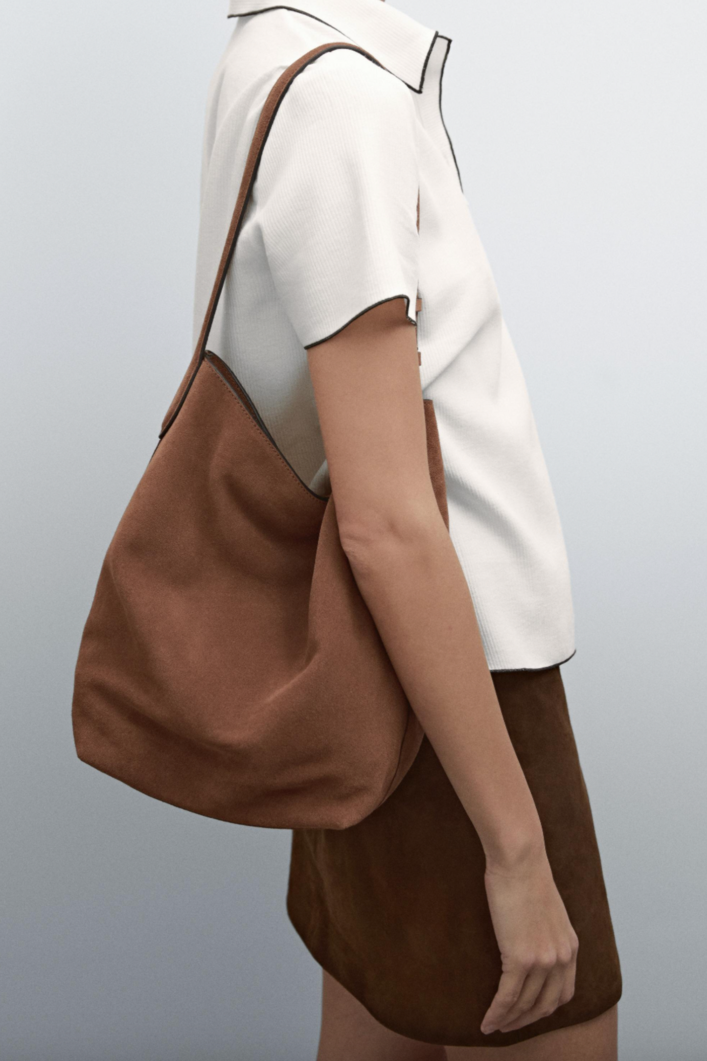 Split Suede Leather Bucket Bag