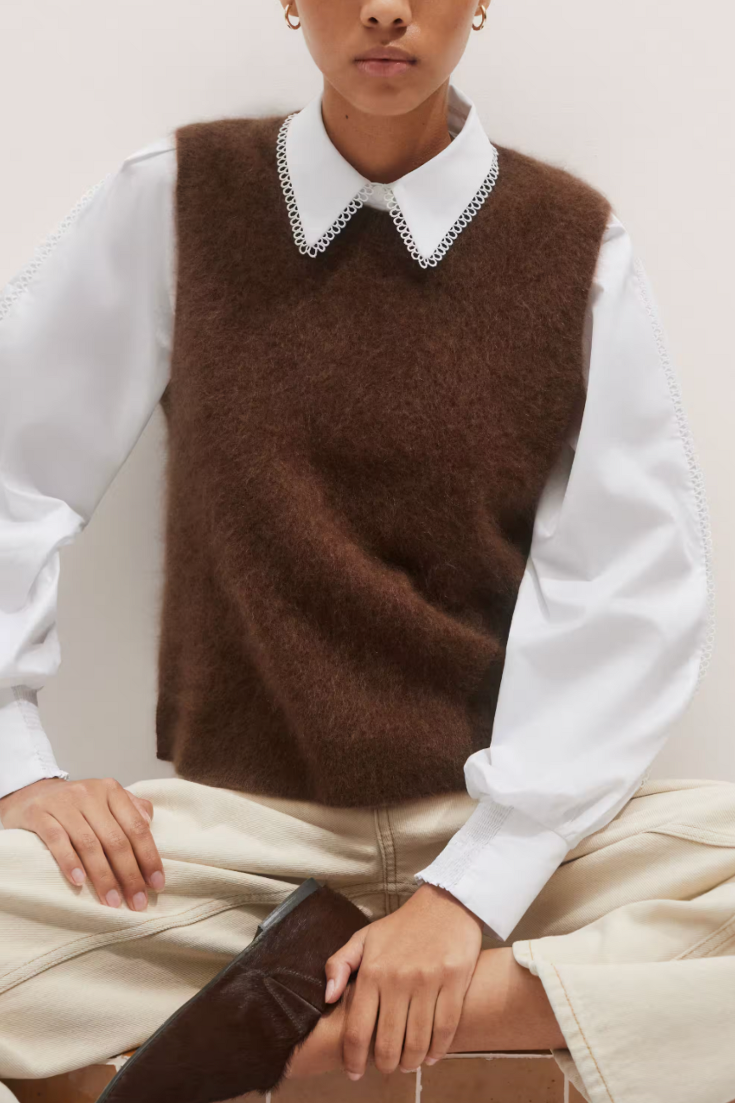 Brushed Cashmere Straight Knit Vest