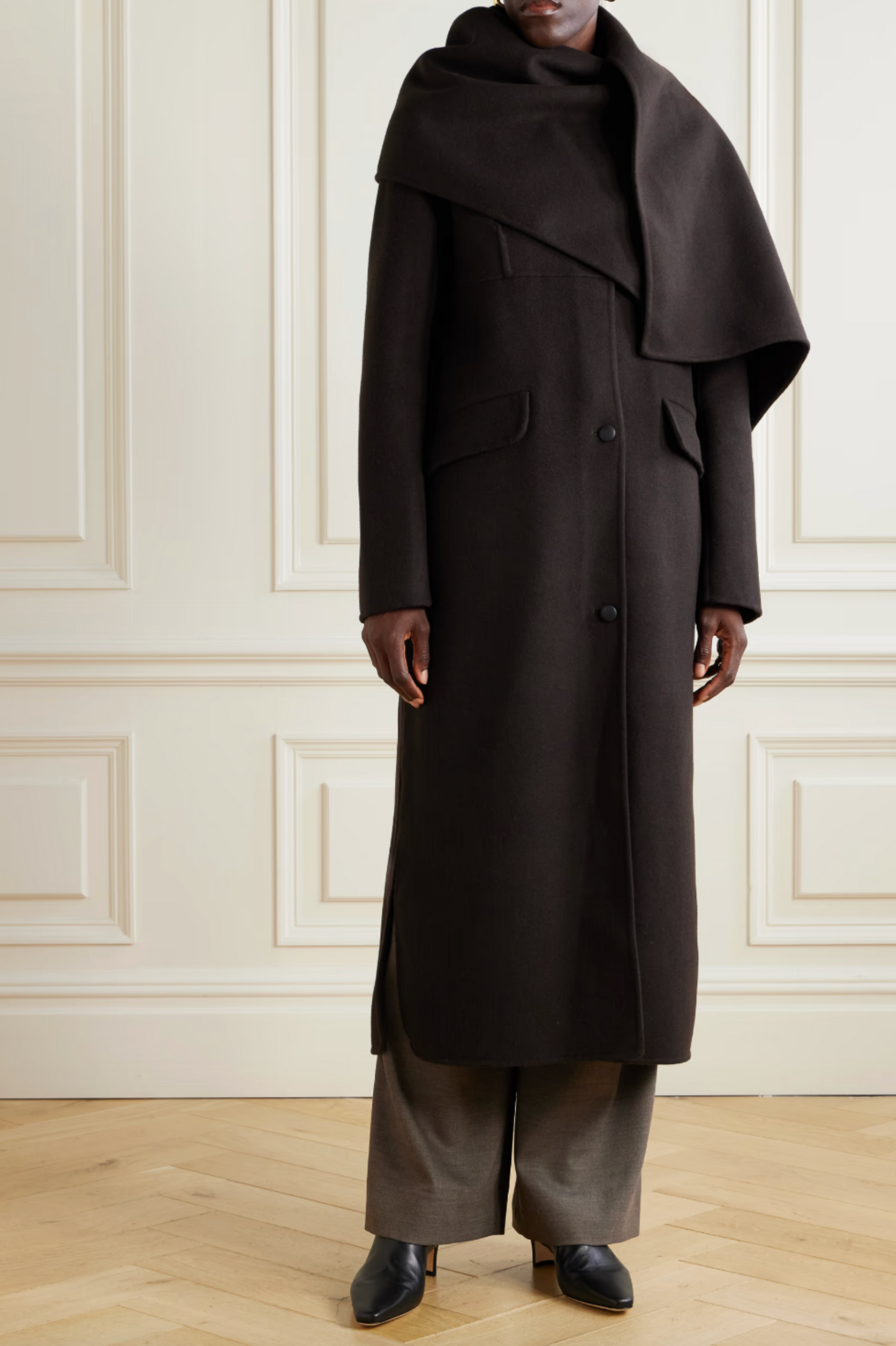 Kipling Scarf-detailed Cashmere Coat