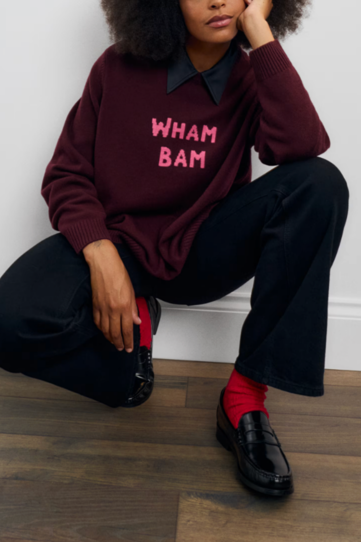 Merino Wool Rich Slogan Relaxed Jumper