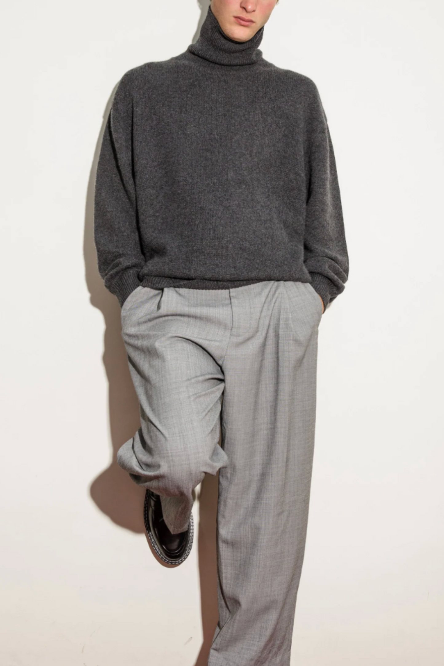 Hamilton Cashmere Roll Neck Jumper - Charcoal