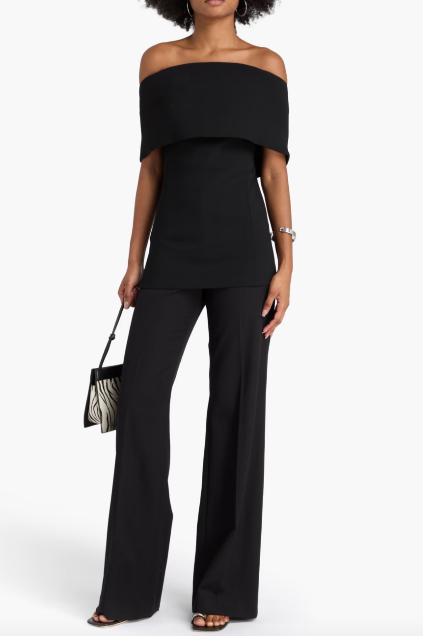 Off-the-shoulder Crepe Top and Wide-leg Pants