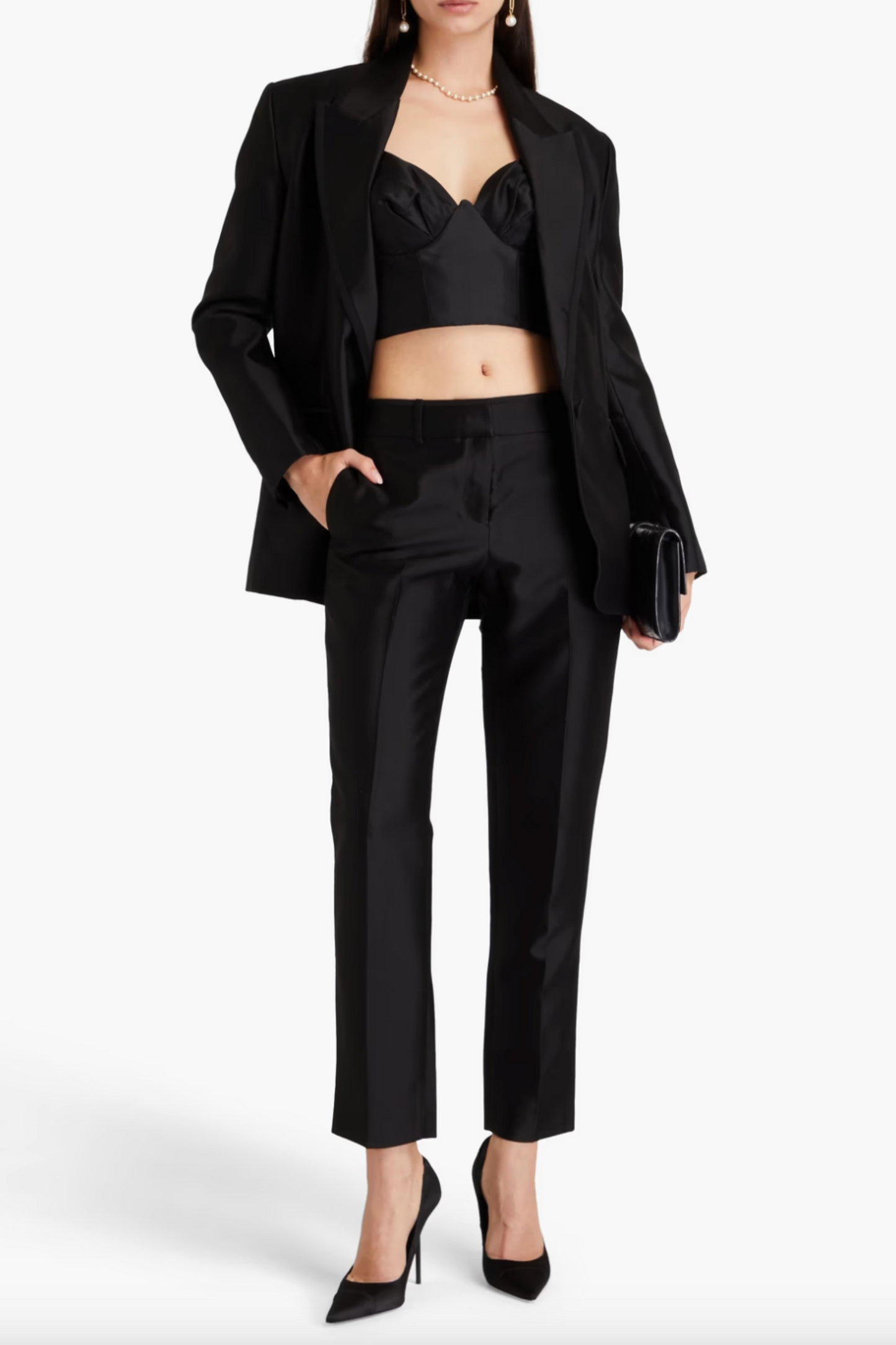 Double-breasted Wool and Silk-blend Blazer and Straight-leg Pants