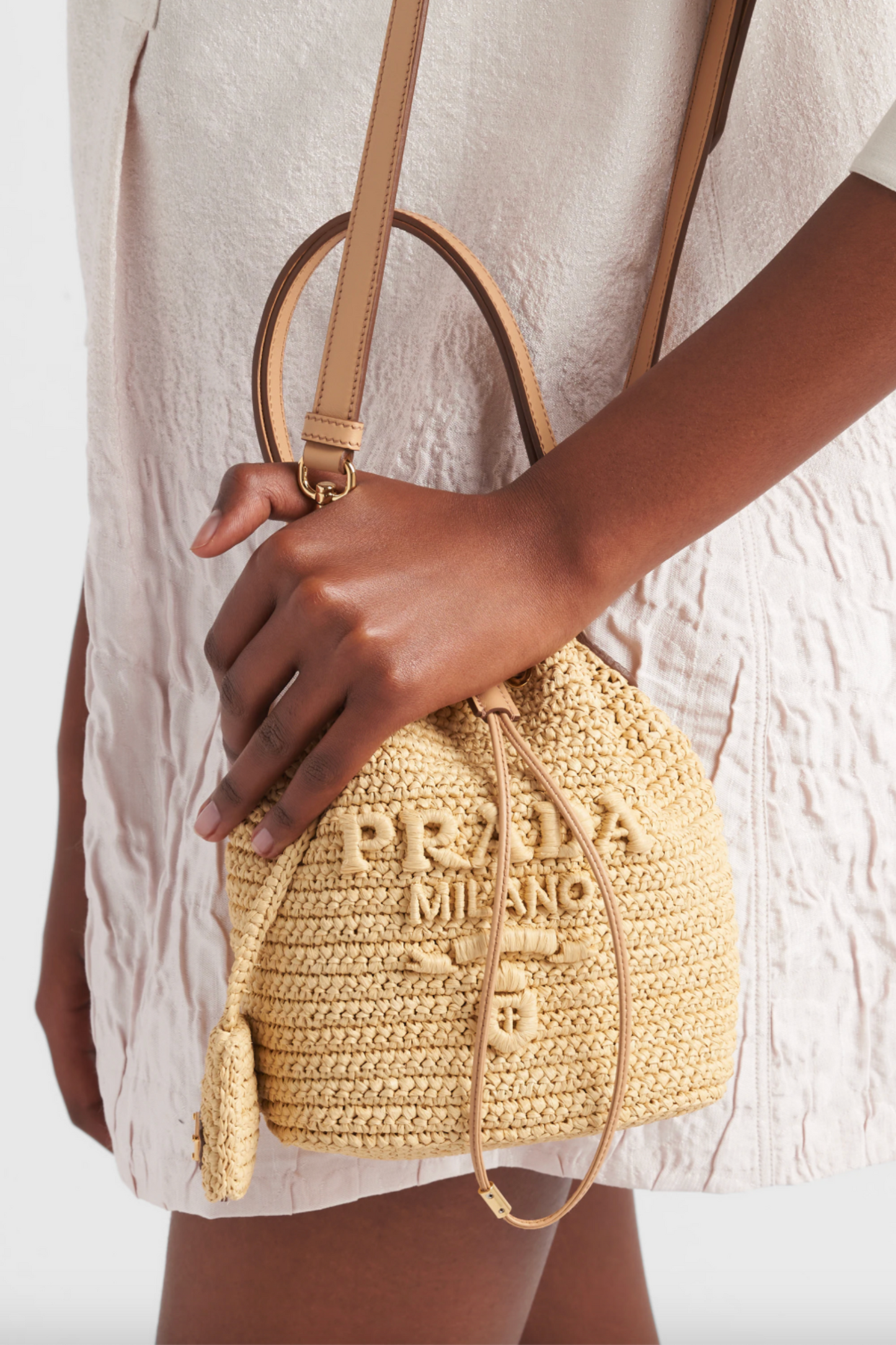 Mini Crochet and Leather Bucket Bag