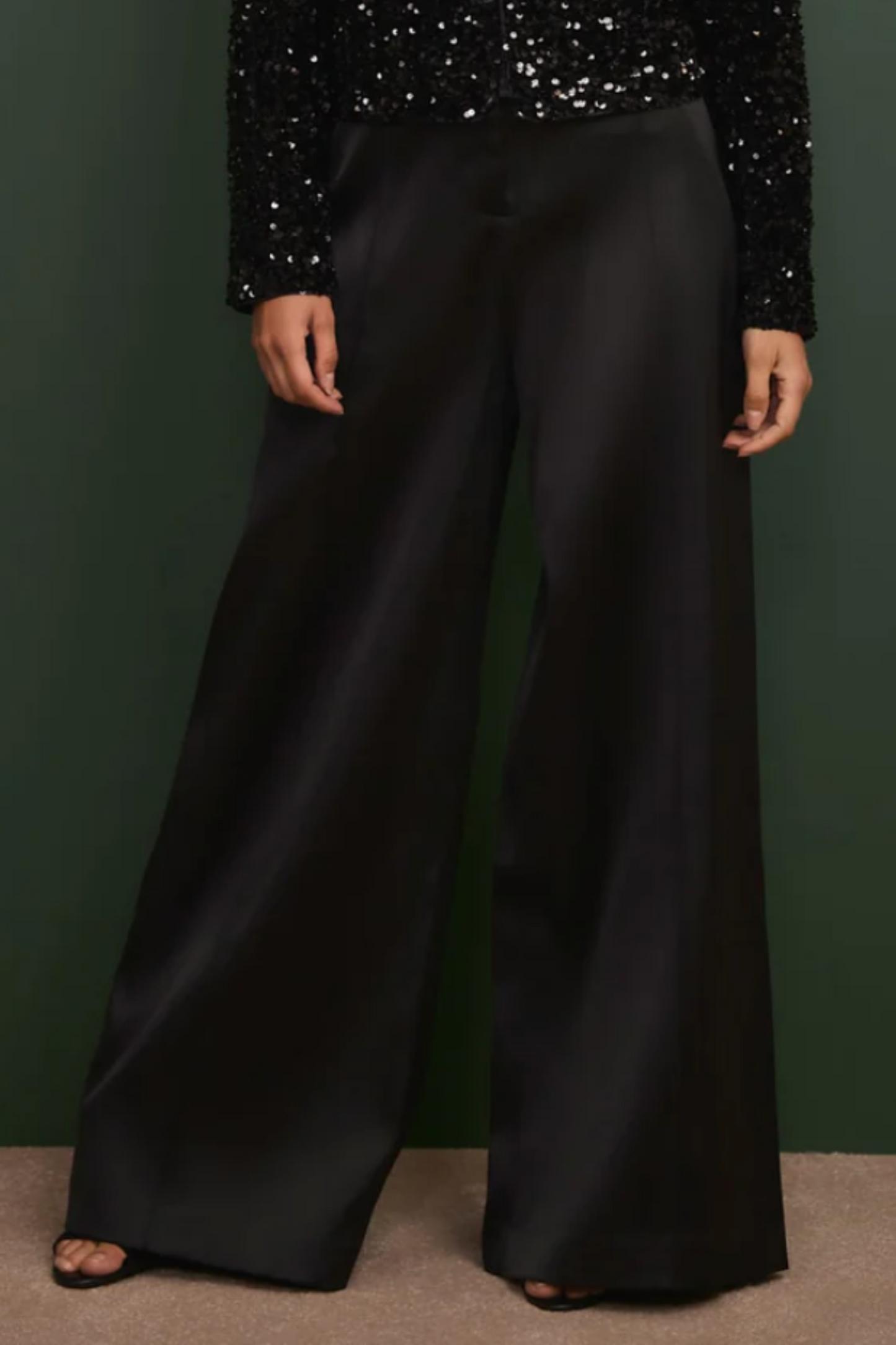 Black Satin Wide Trousers