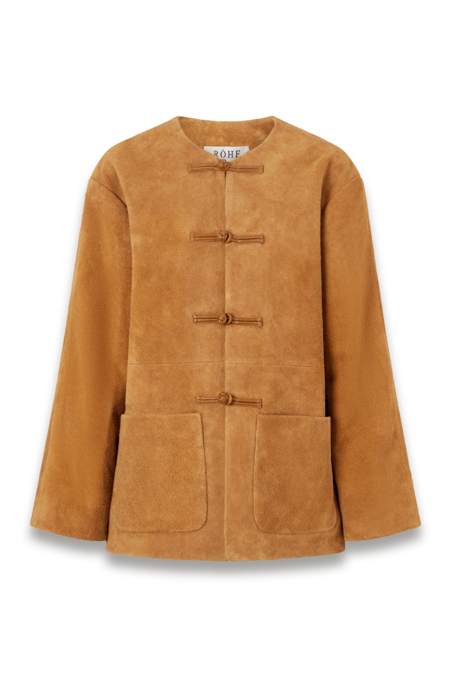 Mandarin Paneled Suede Jacket