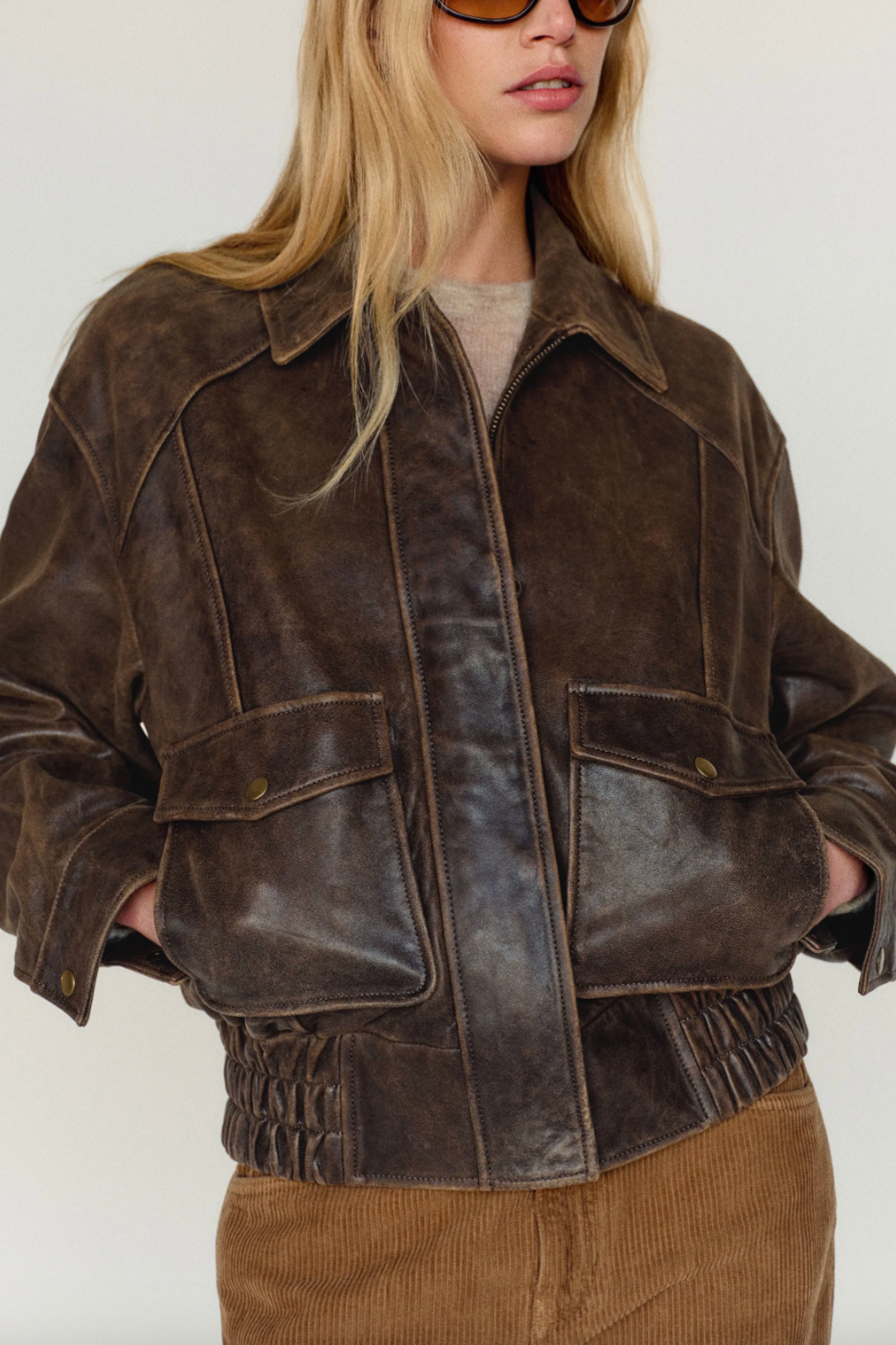 Veda Daphne Leather Bomber