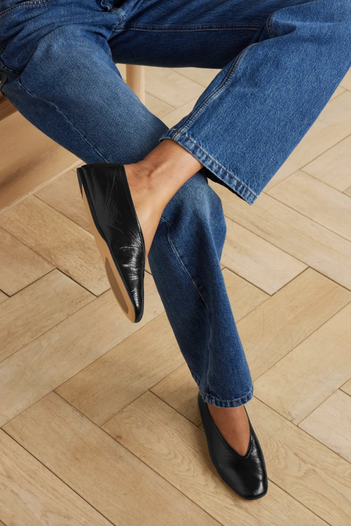 Luna Crinkled-leather Ballet Flats