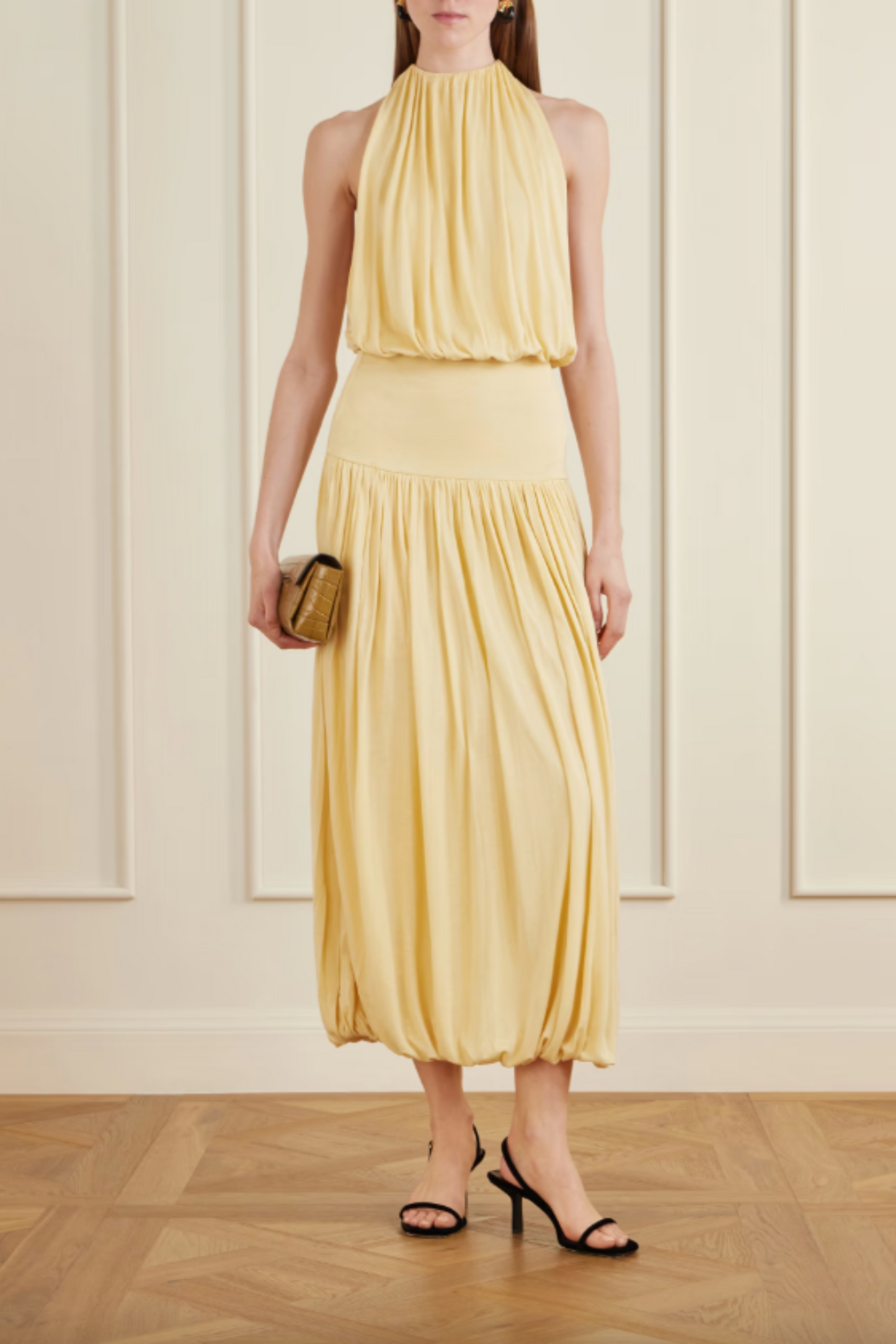 Gathered Jersey Midi Dress