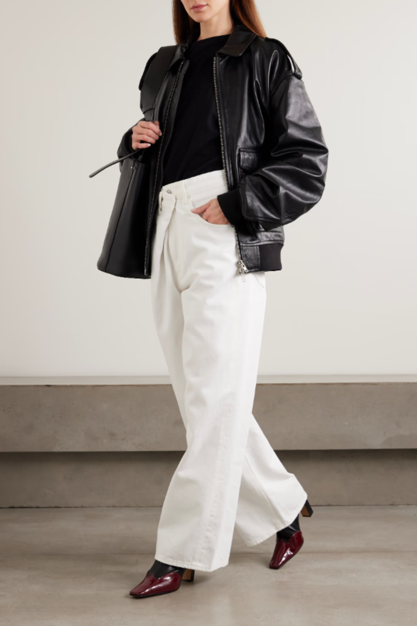 Vana draped low-rise wide jeans