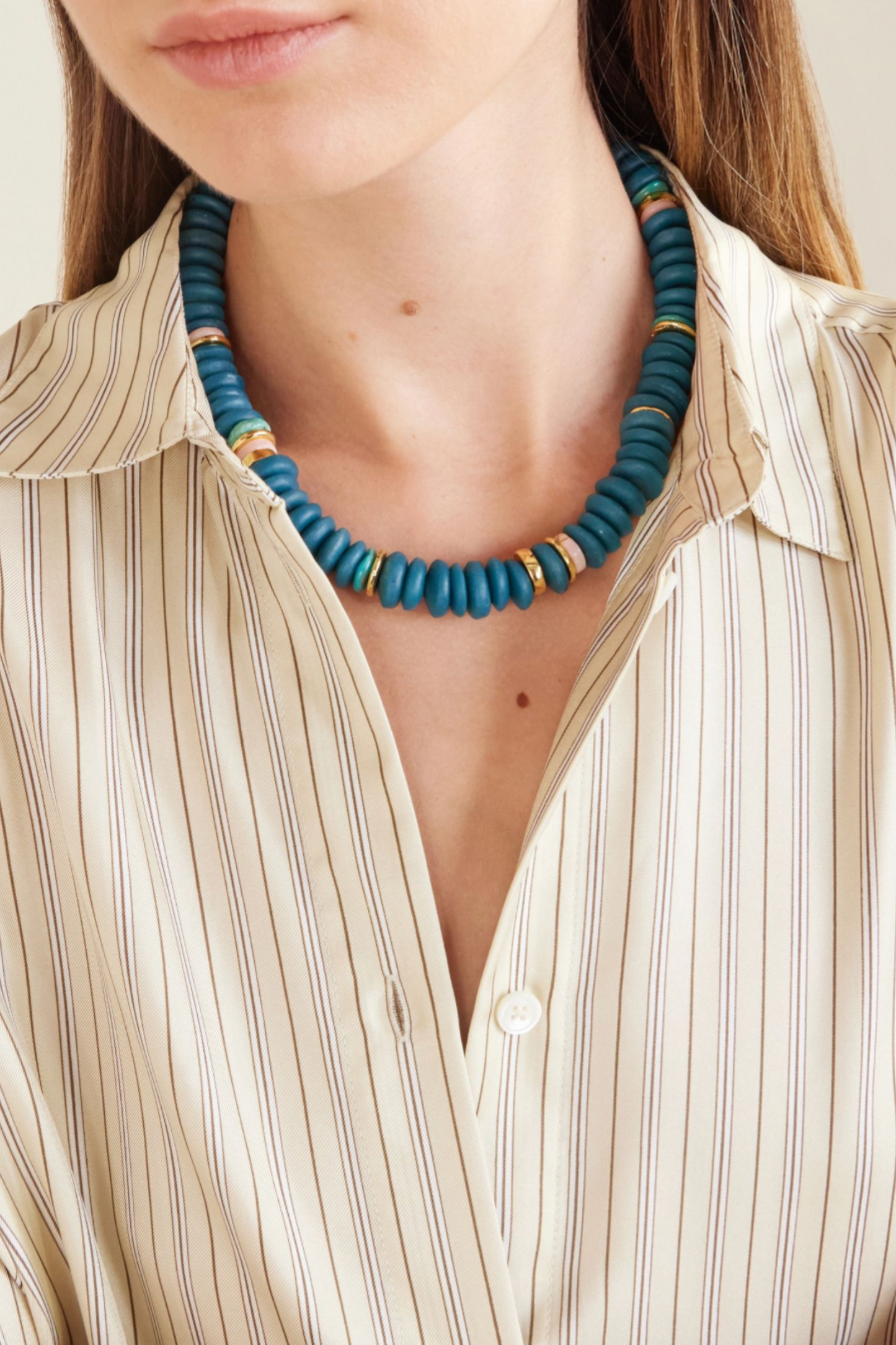 Gold-Tone Glass Beaded Necklace
