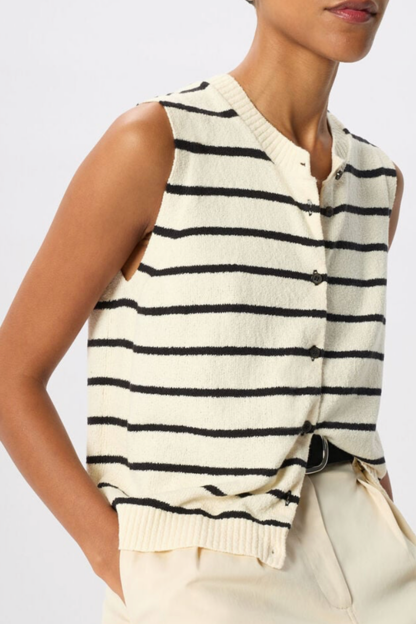 Ivory Stripe Boucle Textured Tank