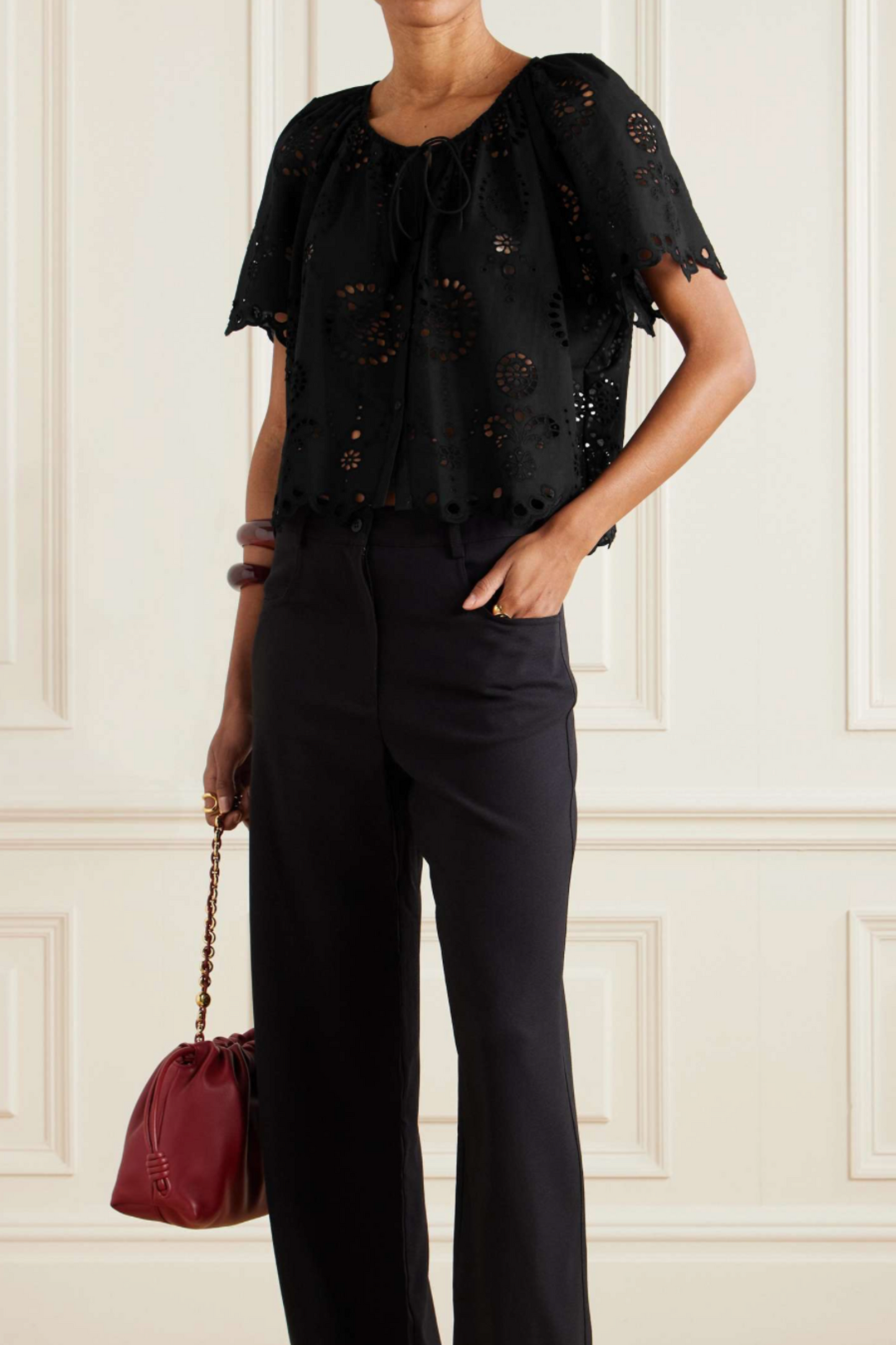 Scalloped Broderie Anglaise Cotton-Poplin Shirt