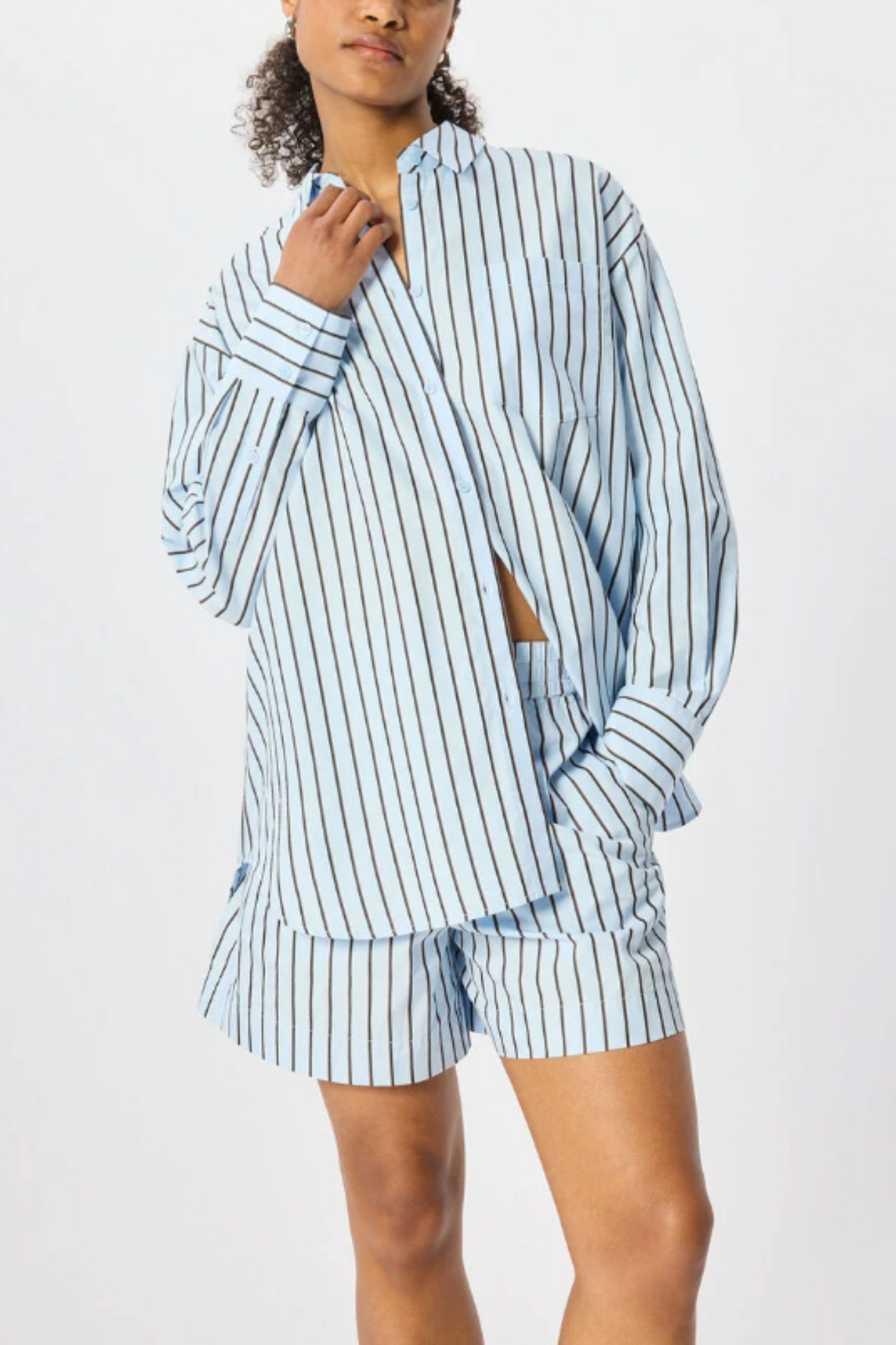 Blue Cotton Poplin Stripe Shirt