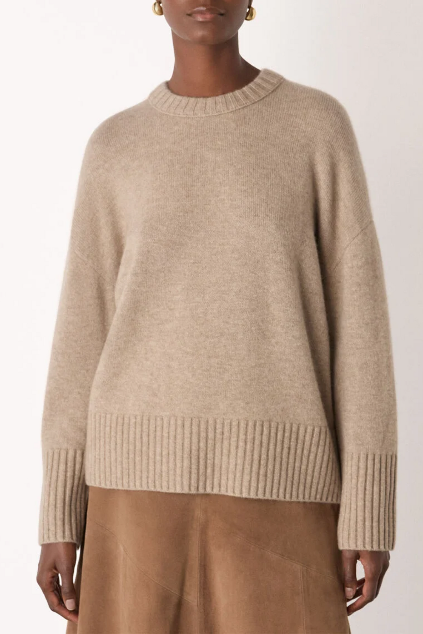 Neutral Heavy Cashmere Crew-neck Knit