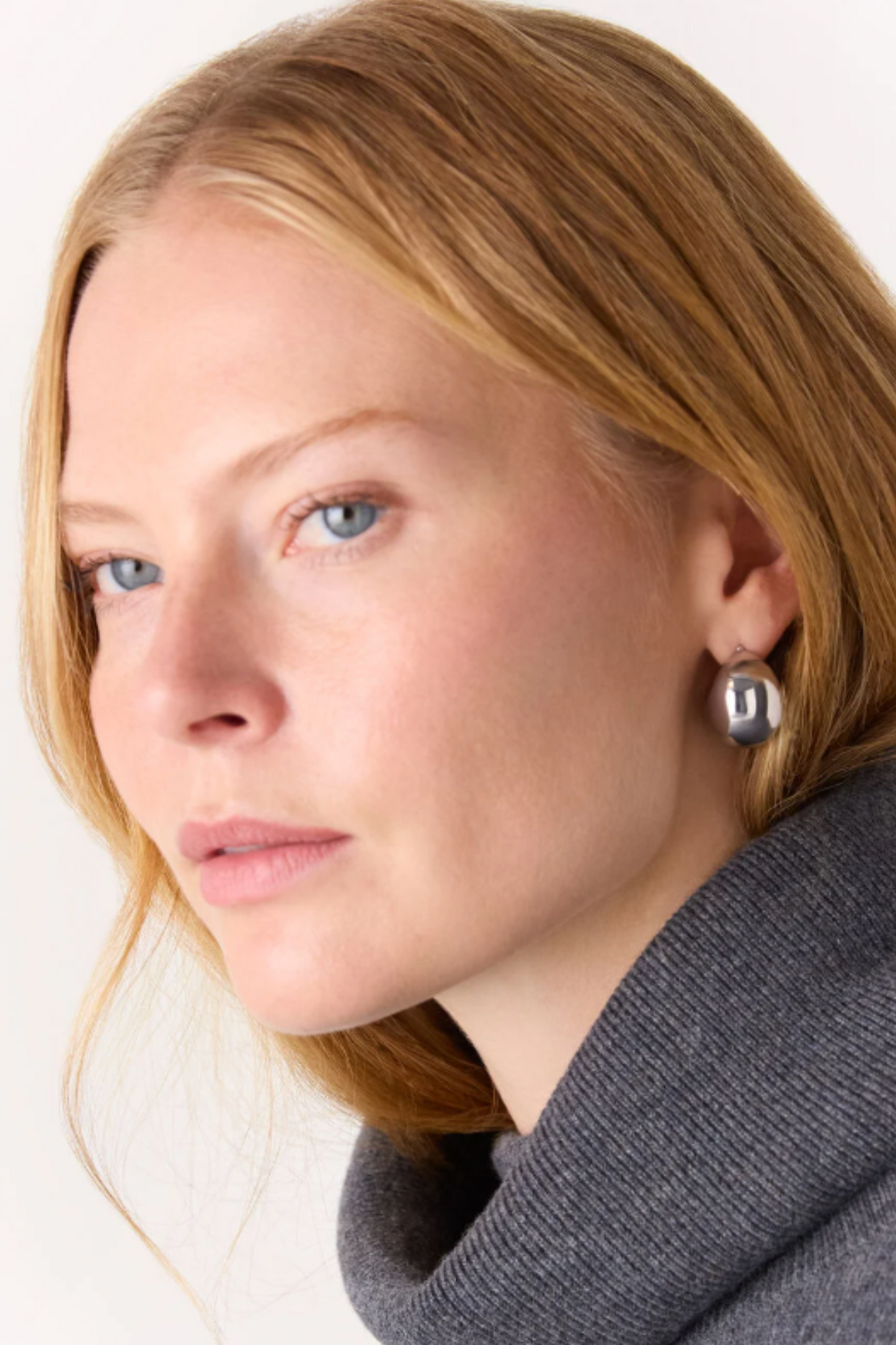 Silver Chunky Curved Stud Earring
