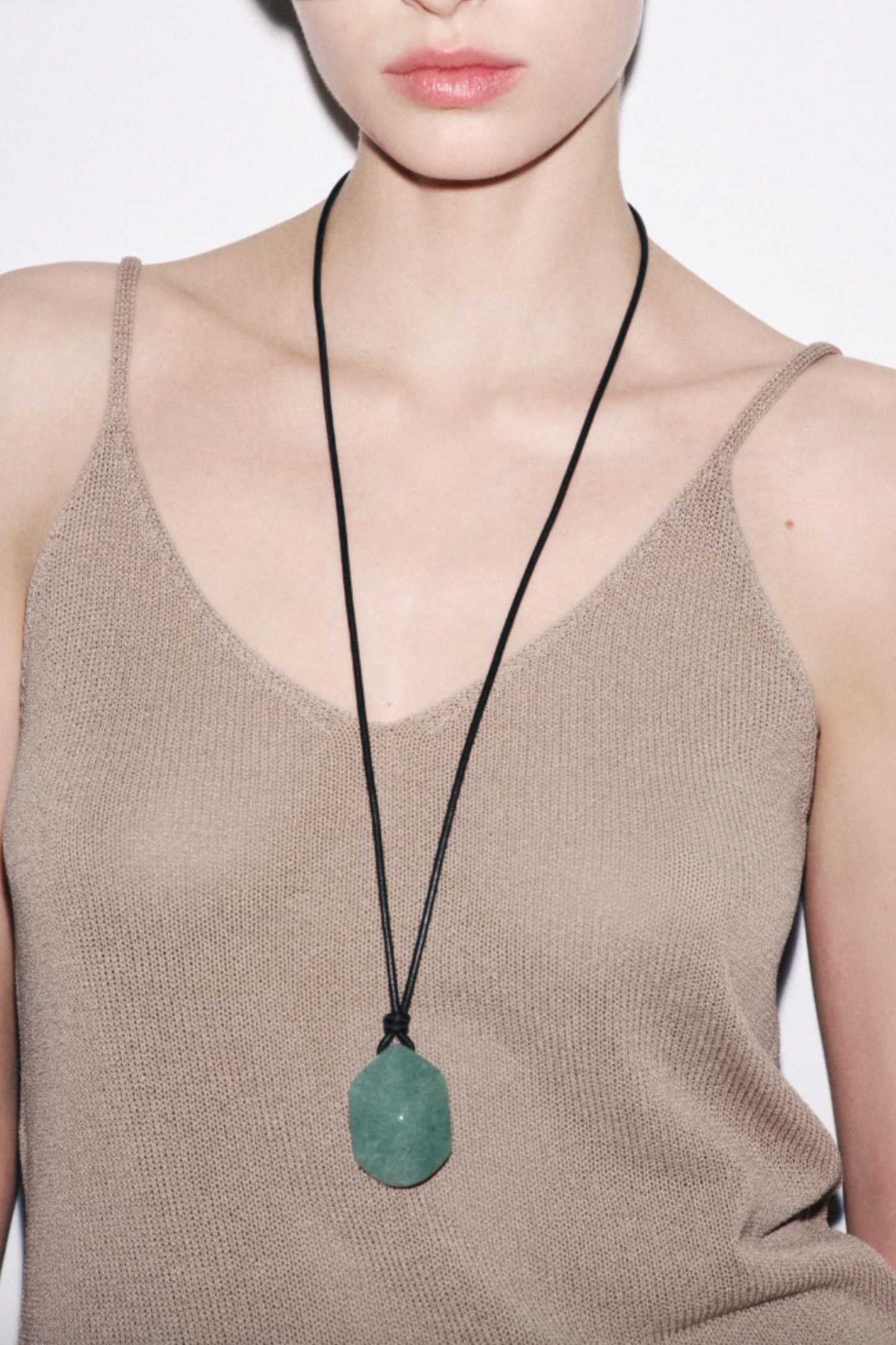 Leather Cord Stone Necklace
