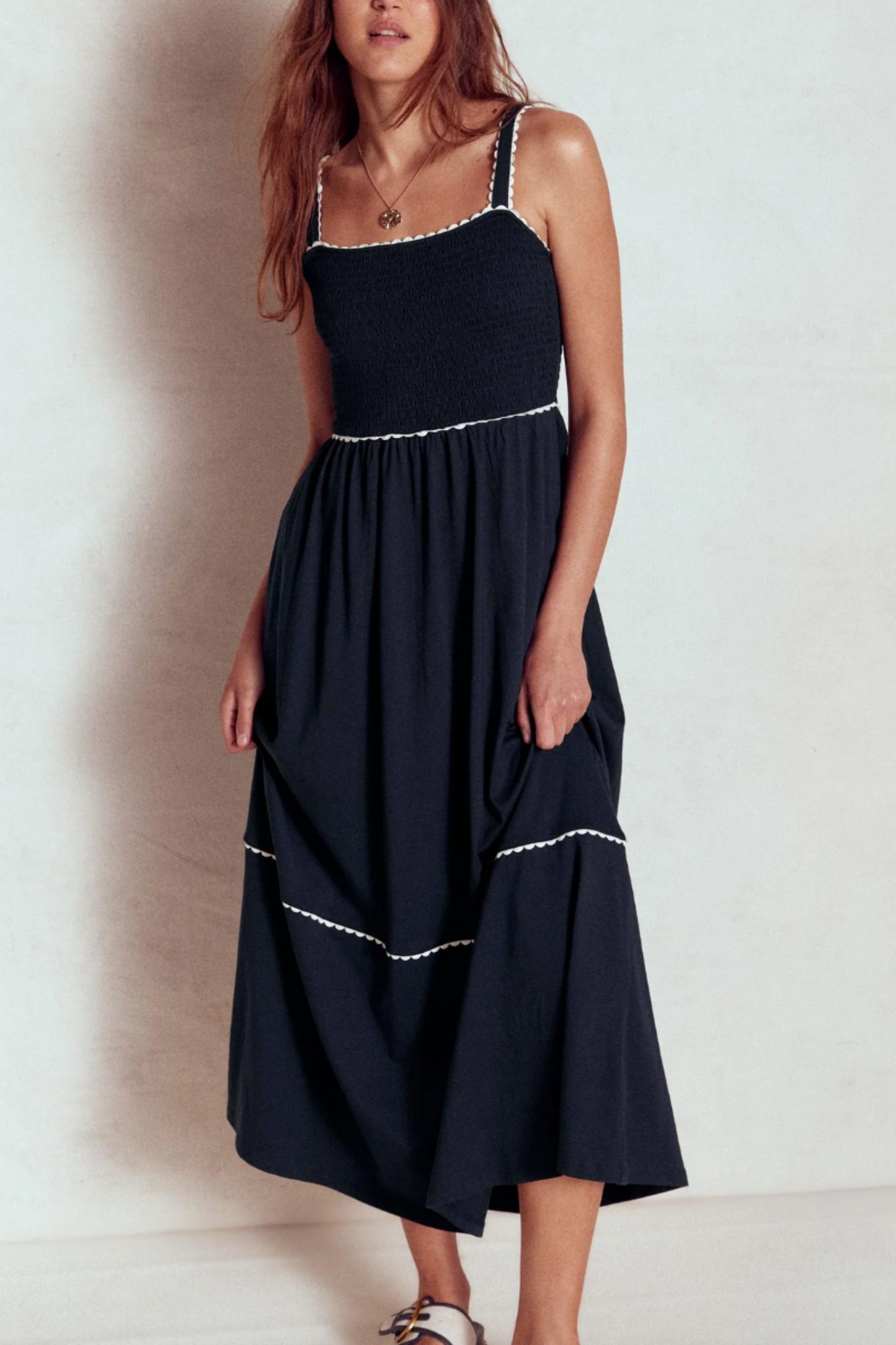 Smocked Trim Maxi Dress