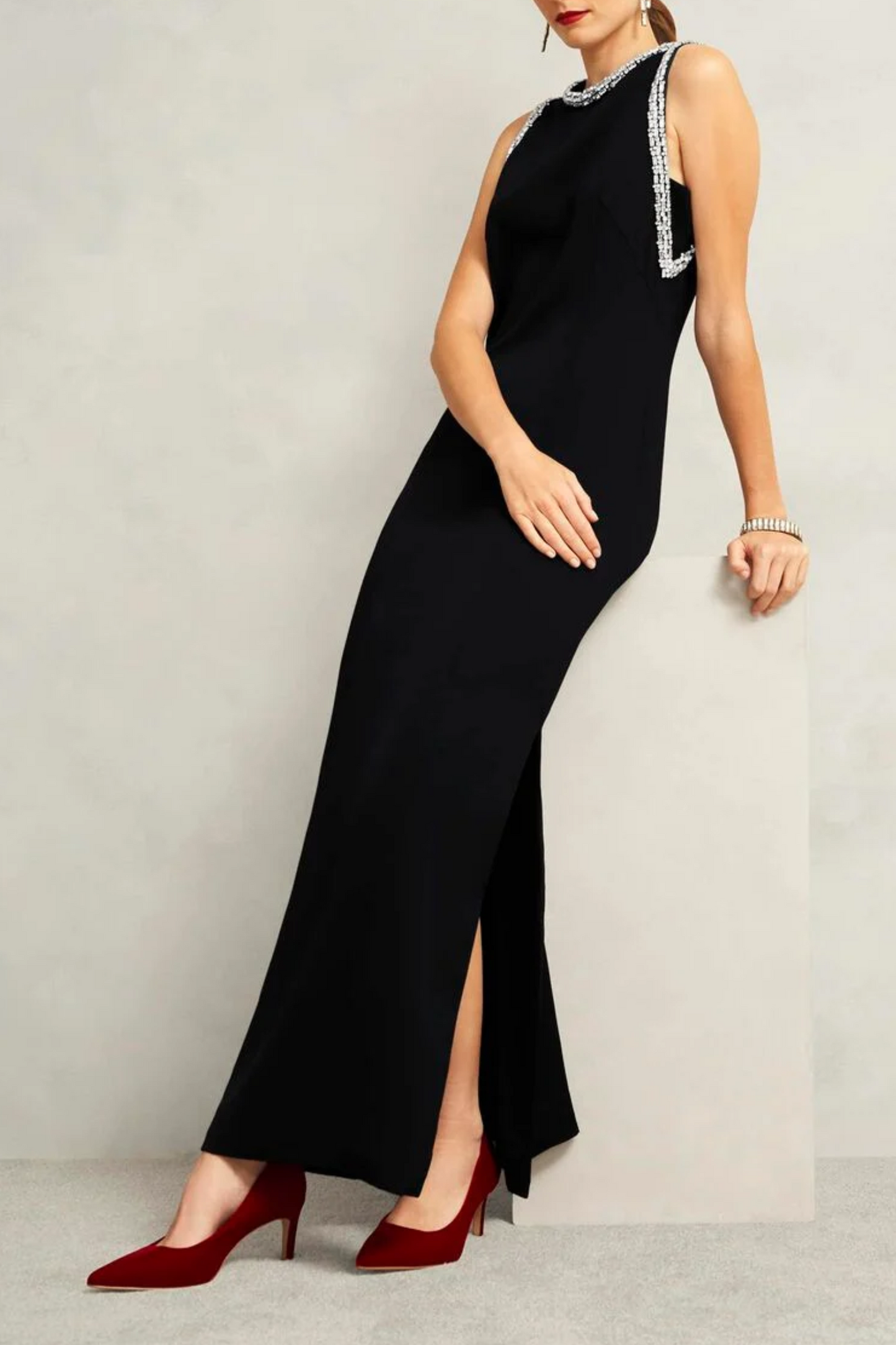 Angelina Trimmed Column Maxi Dress