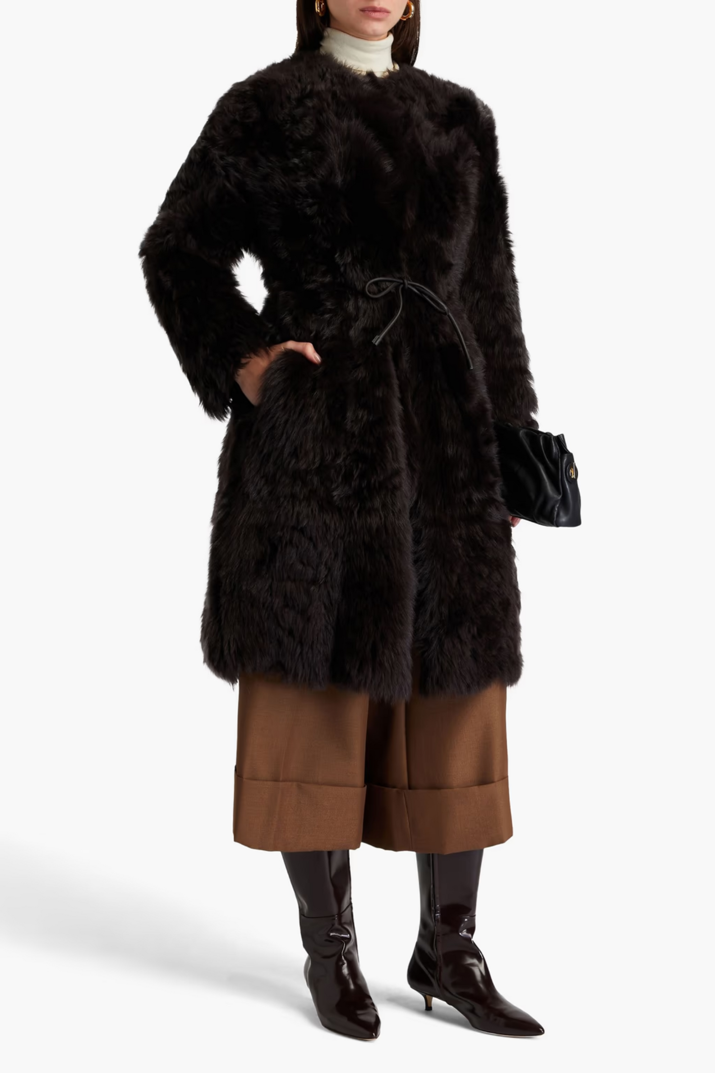 Belted Shearling Coat