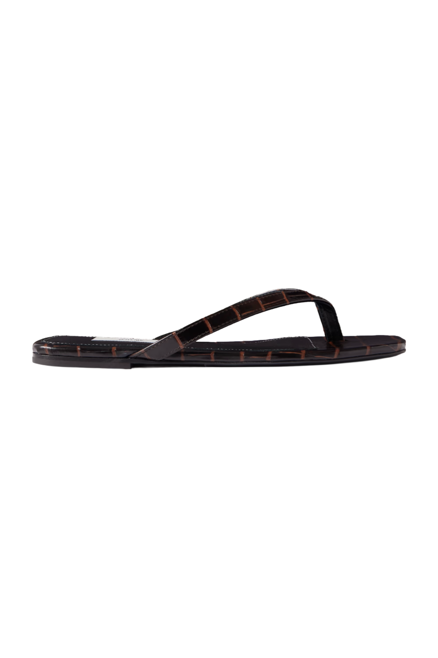 Croc-Effect Leather Flip Flops