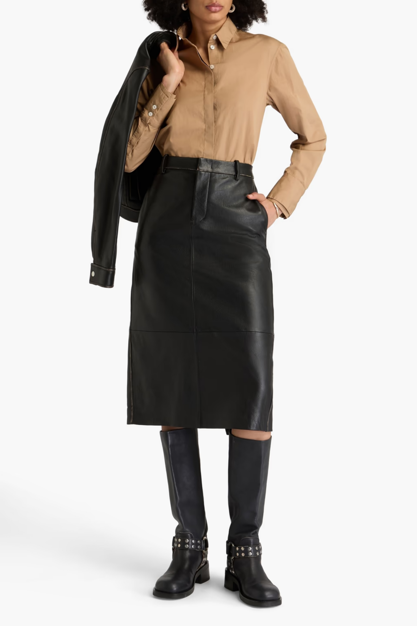 Leather Midi Pencil Skirt