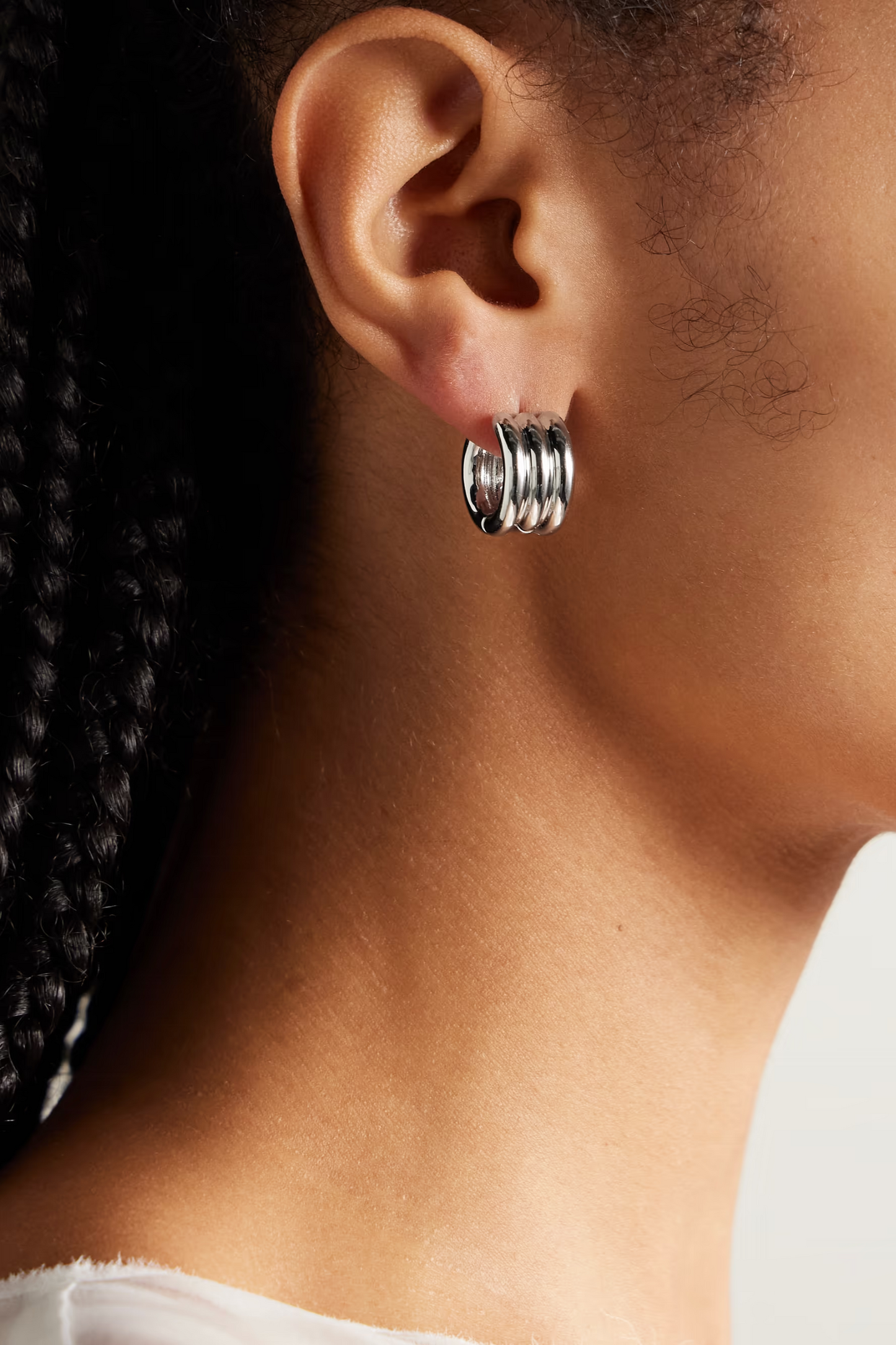 The Triple Tube Silver-tone Hoop Earrings