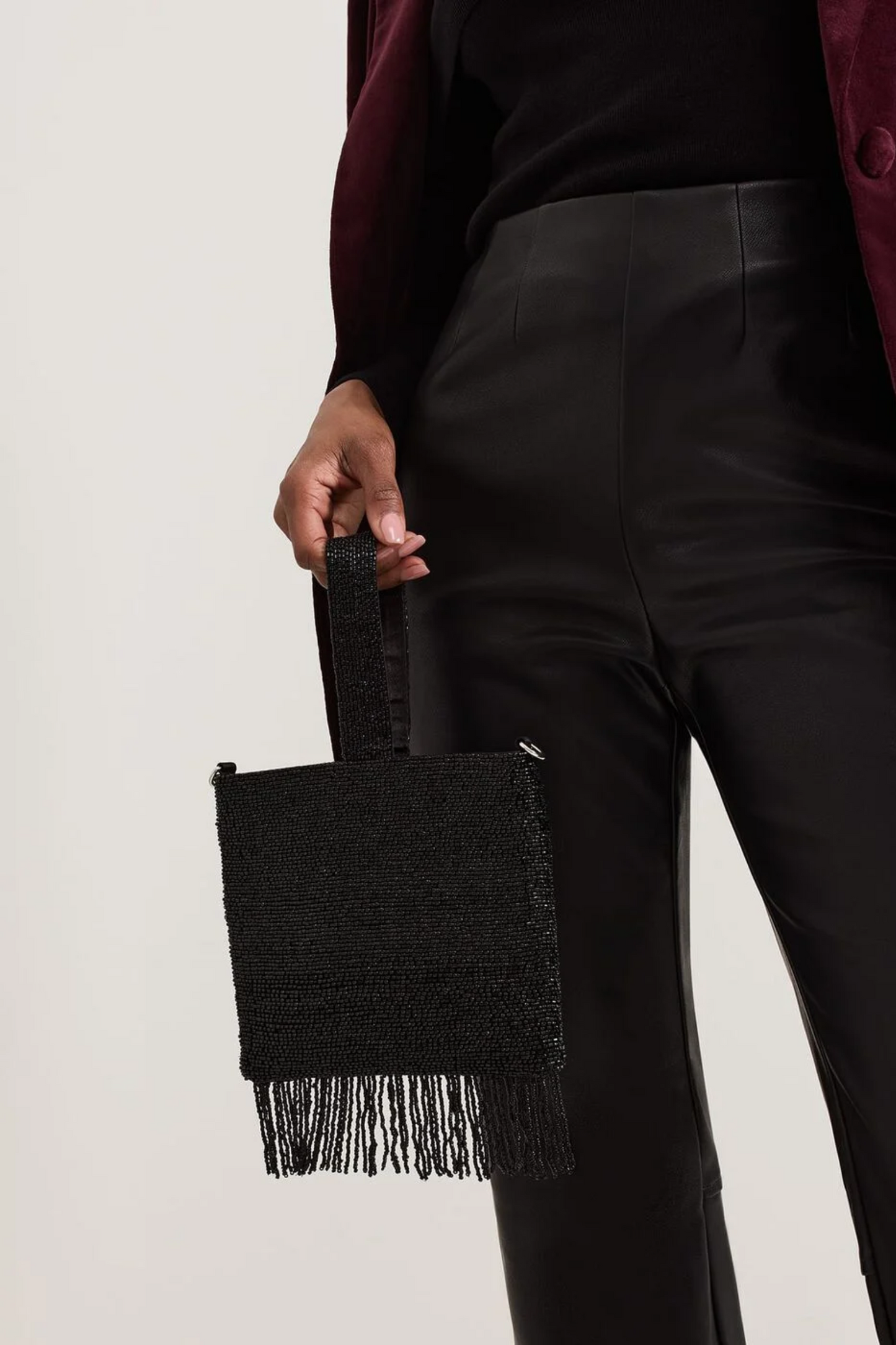 Black Beaded Tassle Bag