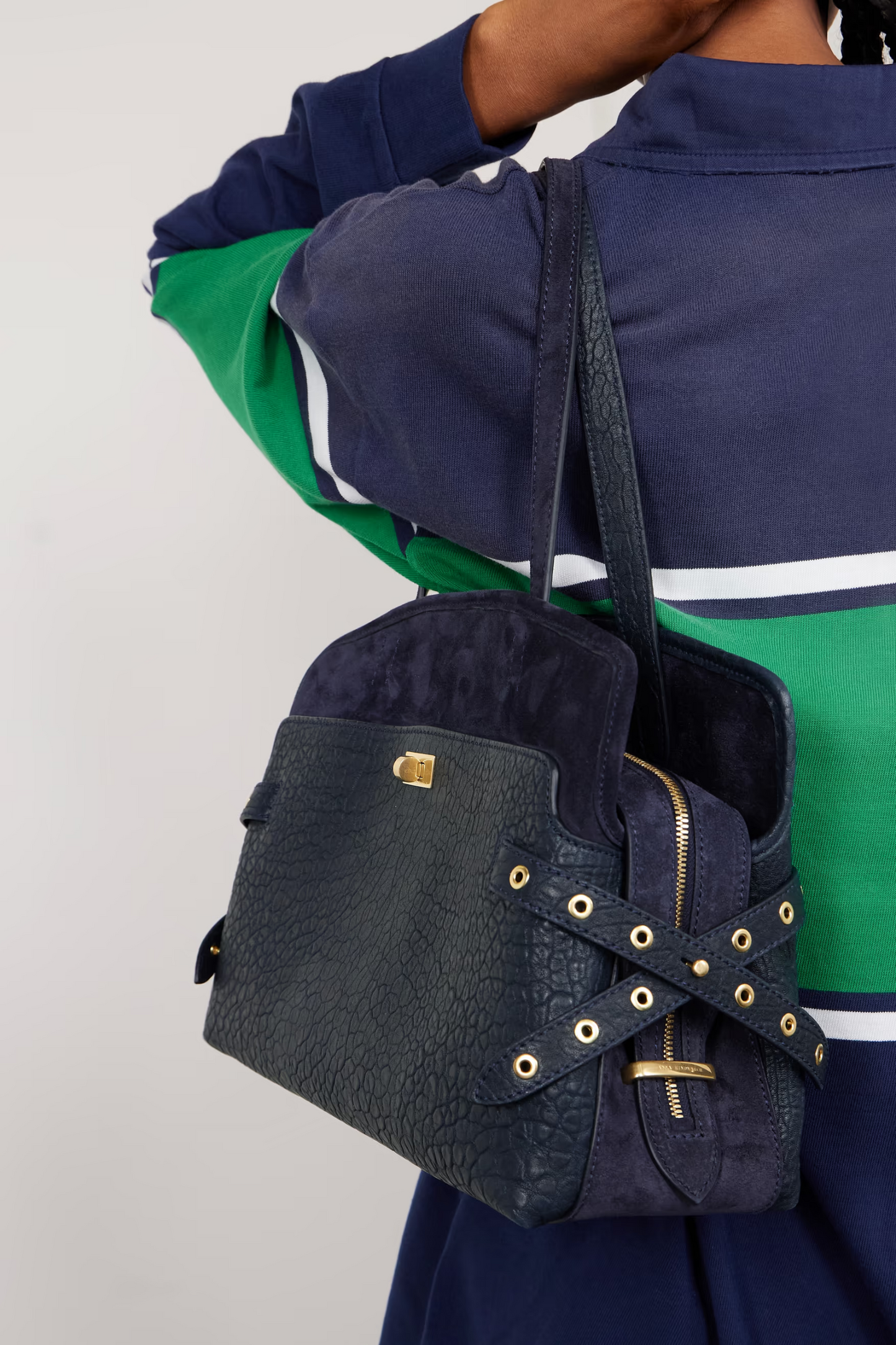 Wilson Textured-leather and Suede Tote