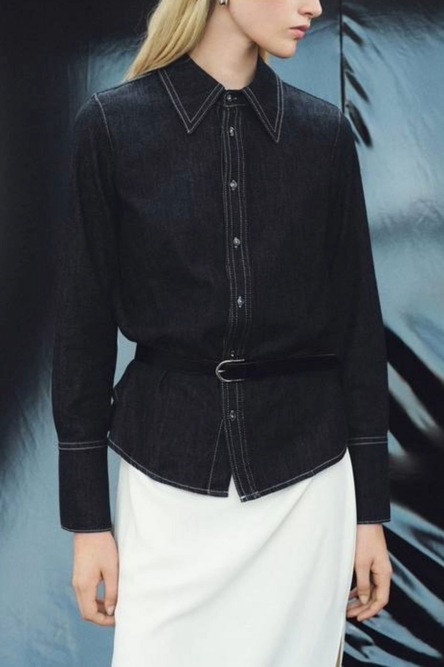Mirabel Contrast-seam Denim Shirt