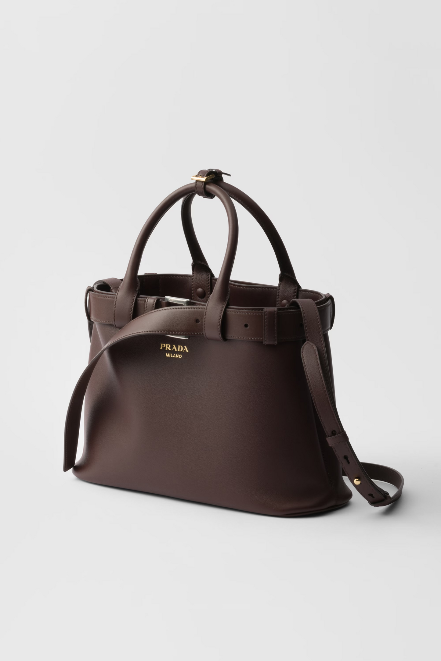 Buckle Small Leather Handbag with Belt