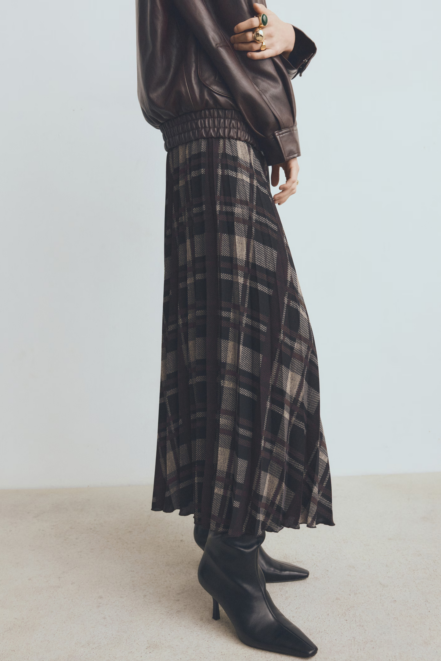 Checked Long Skirt