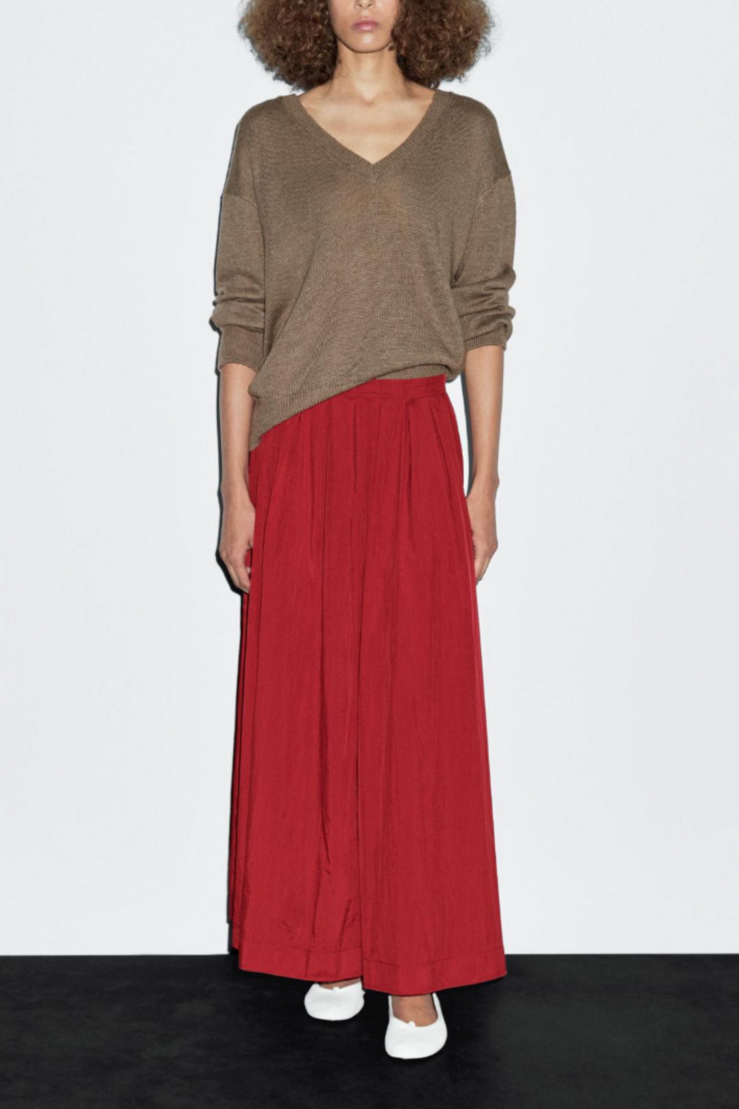 Long Technical Box Pleat Skirt
