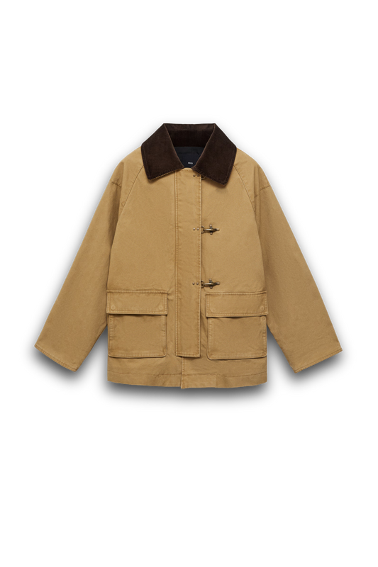 Oversized Parka with Contrasting Collar