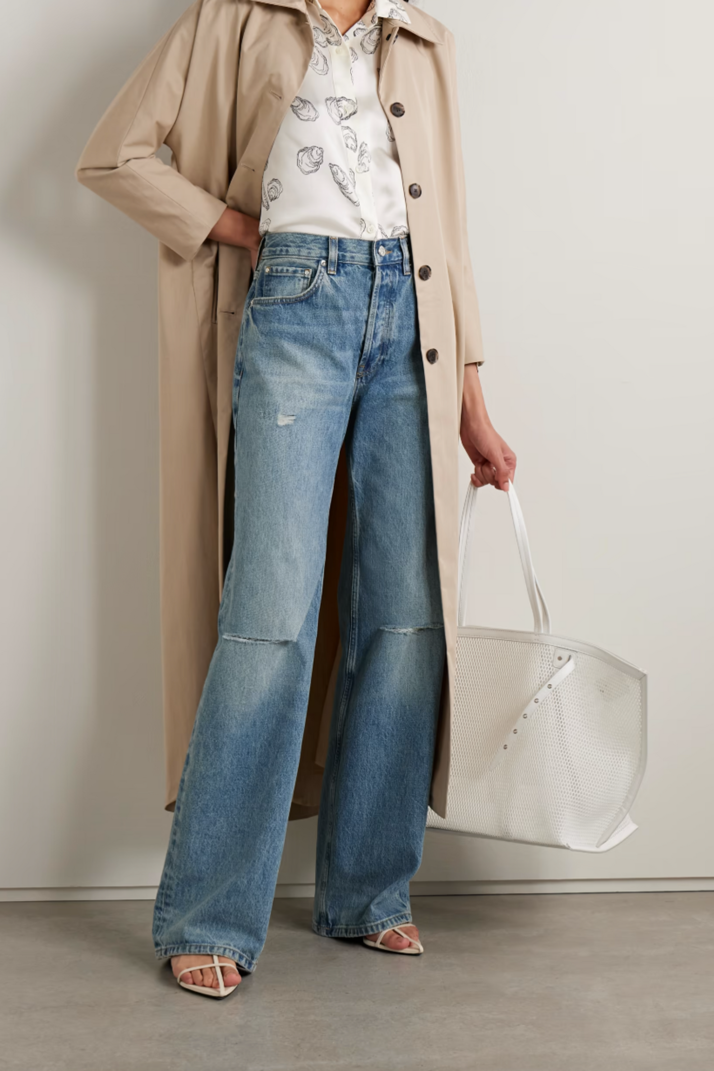 Hugh Distressed High Rise Wide Leg Jeans