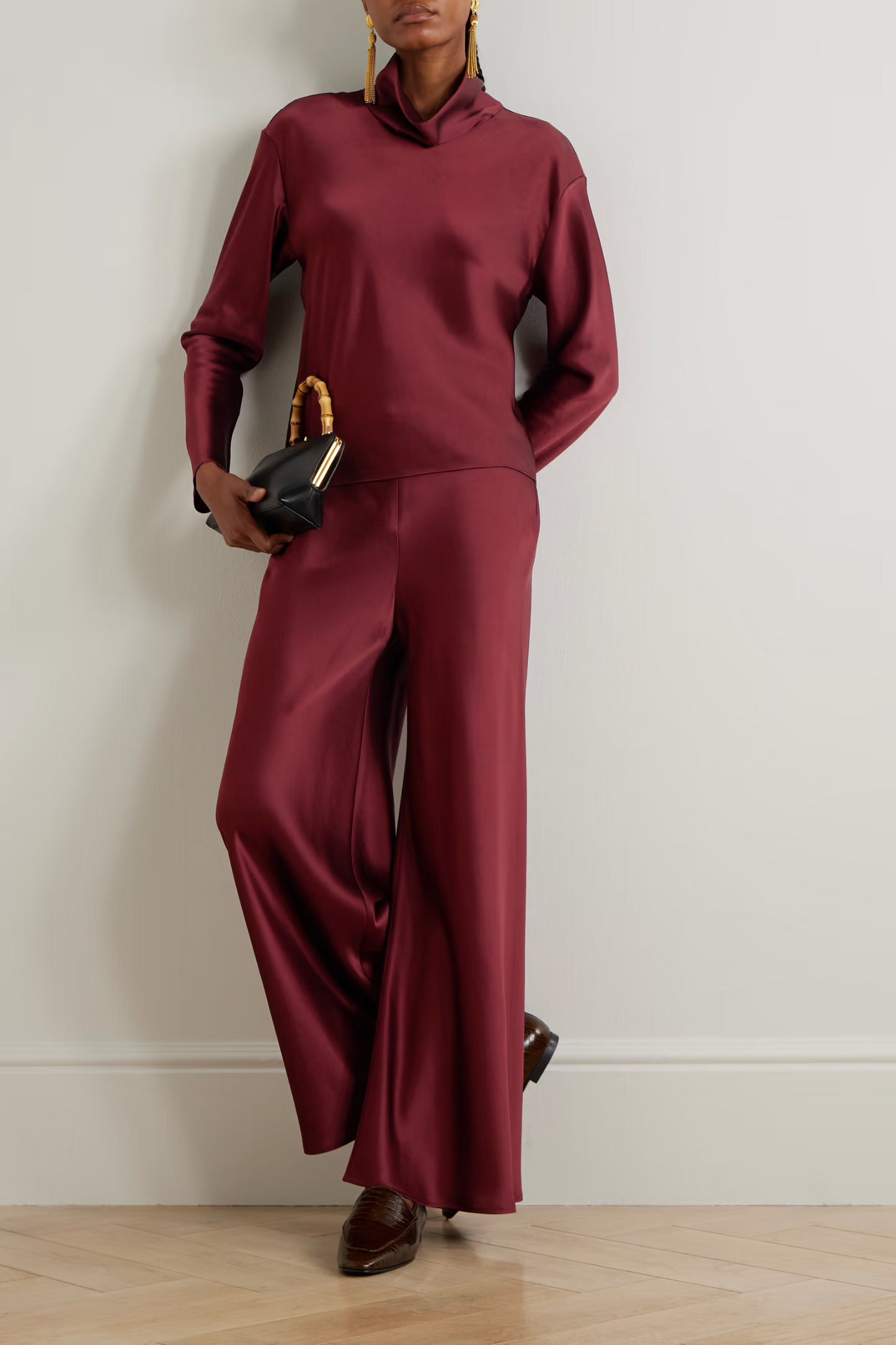 Barb Draped Satin Blouse