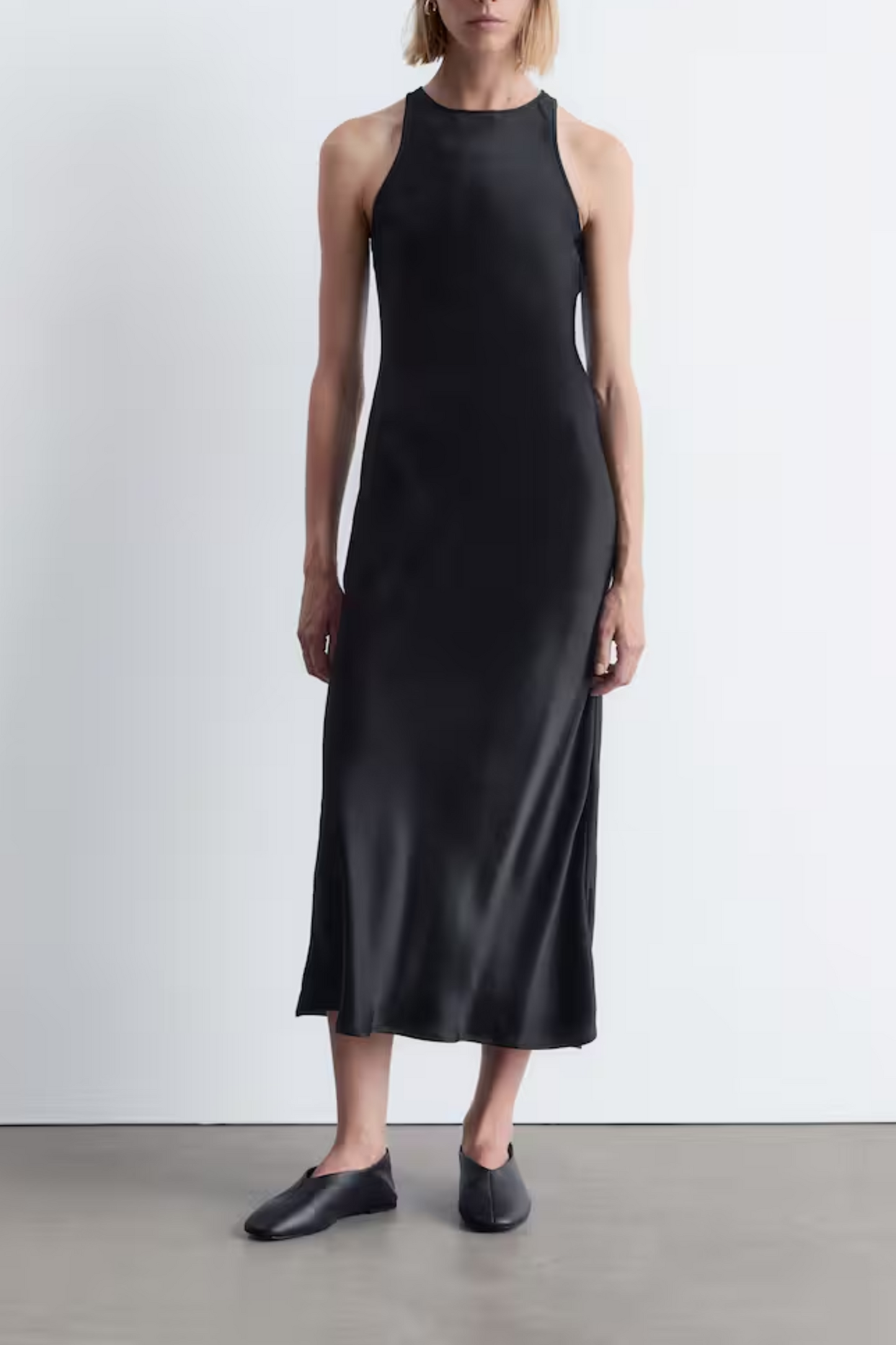 Sleeveless Satin Midi Dress