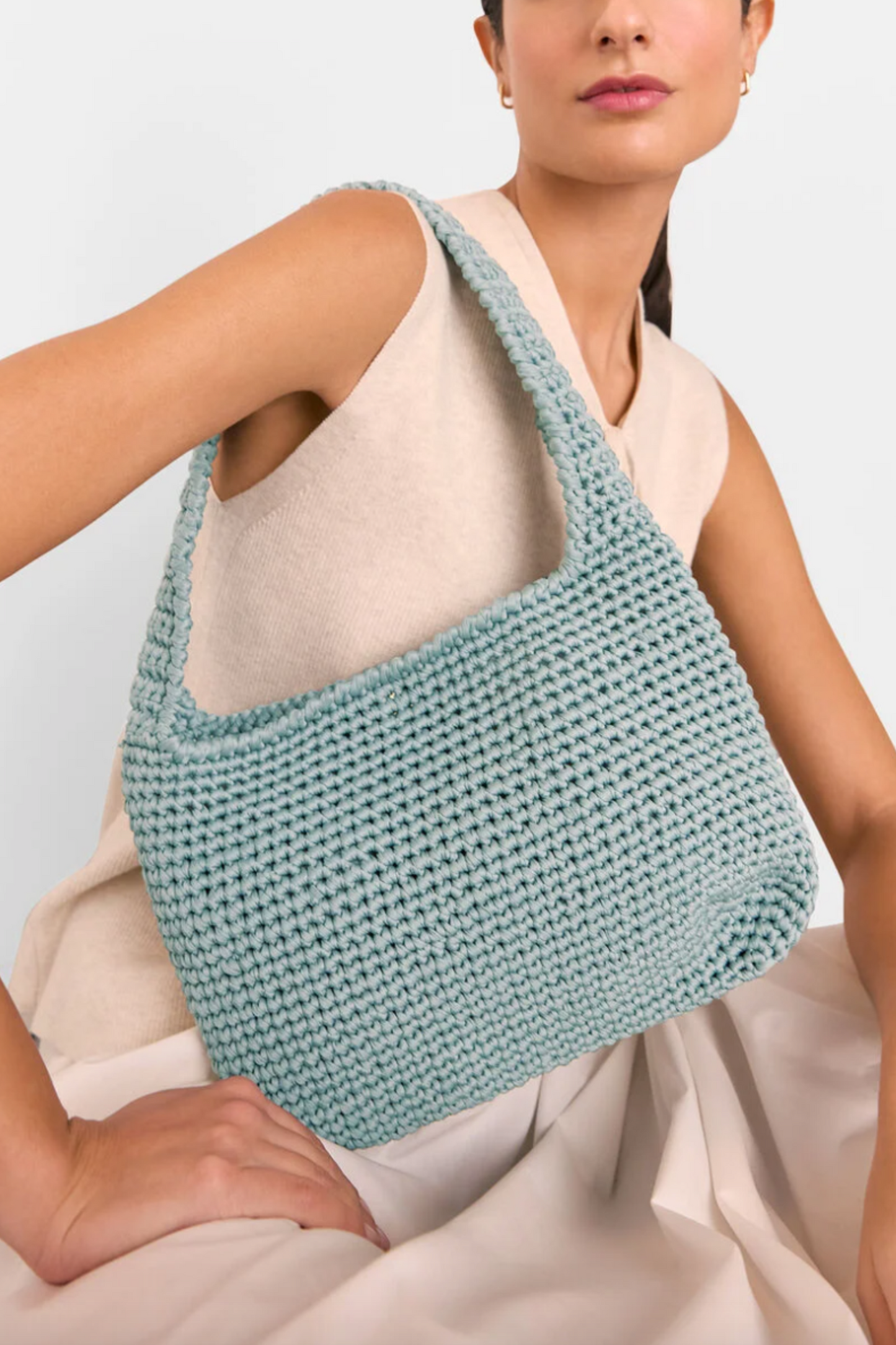 Blue Adaline Crochet Shoulder Bag
