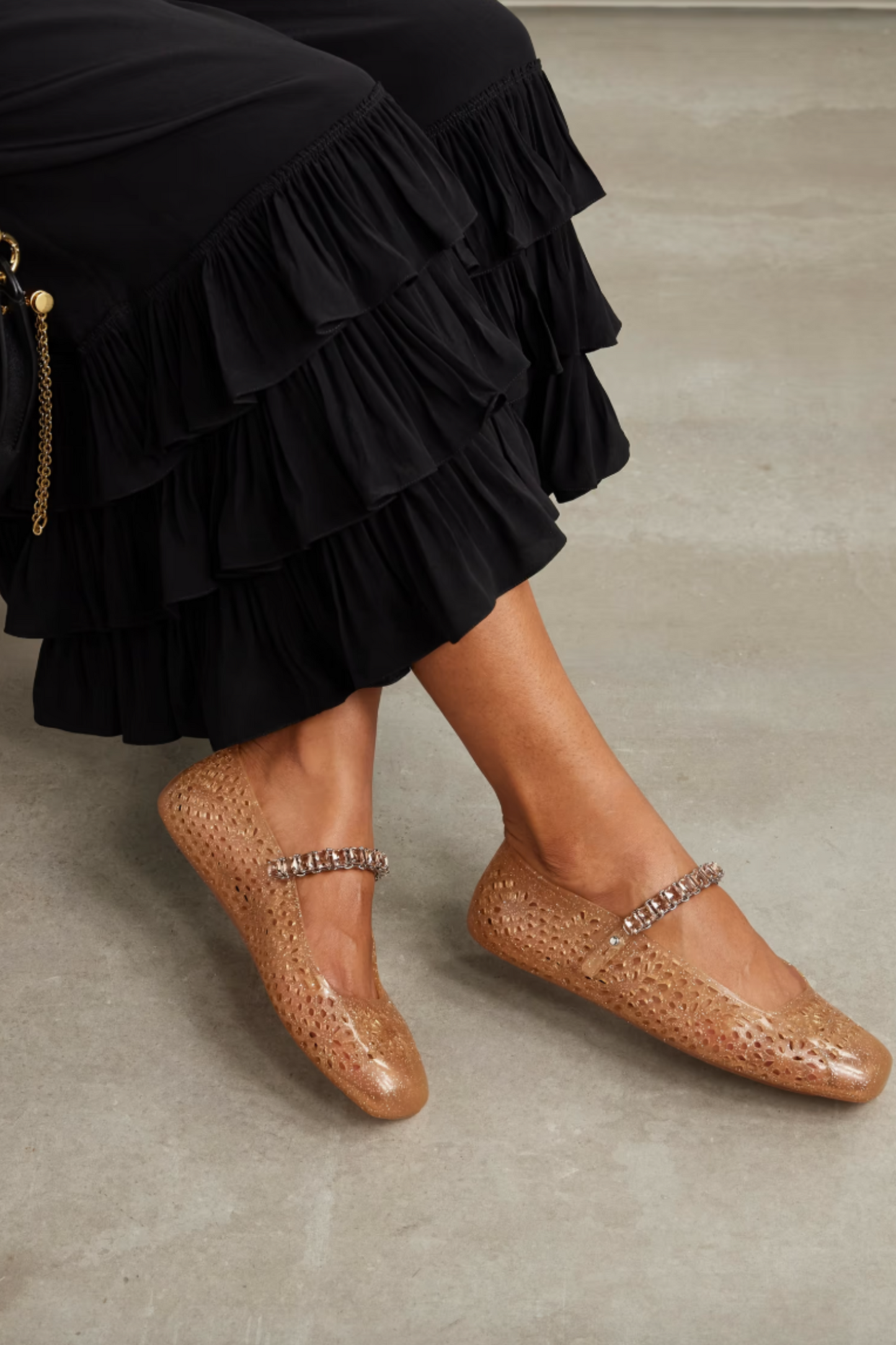 The Jelly Crystal Embellished TPU Ballet Flats